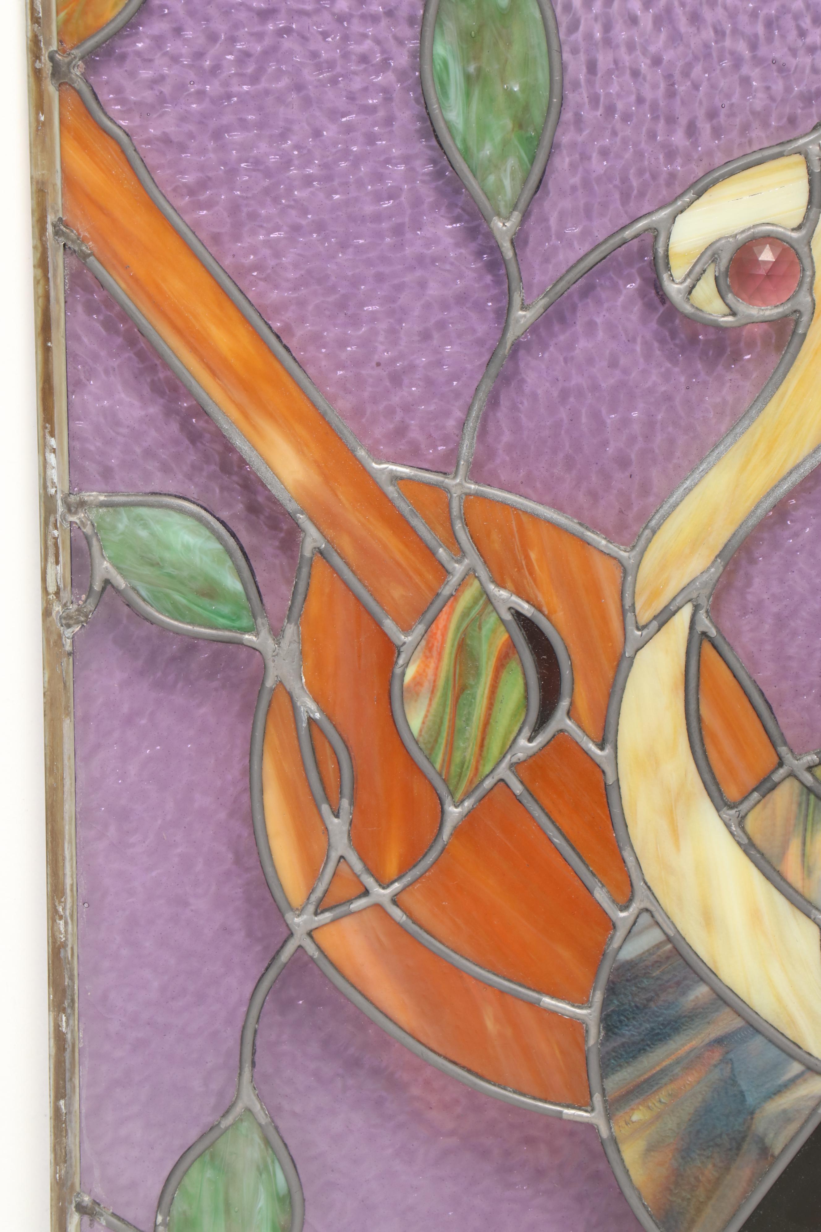 Stained Glass Panel With Classical Instrument Motif, 20th Century