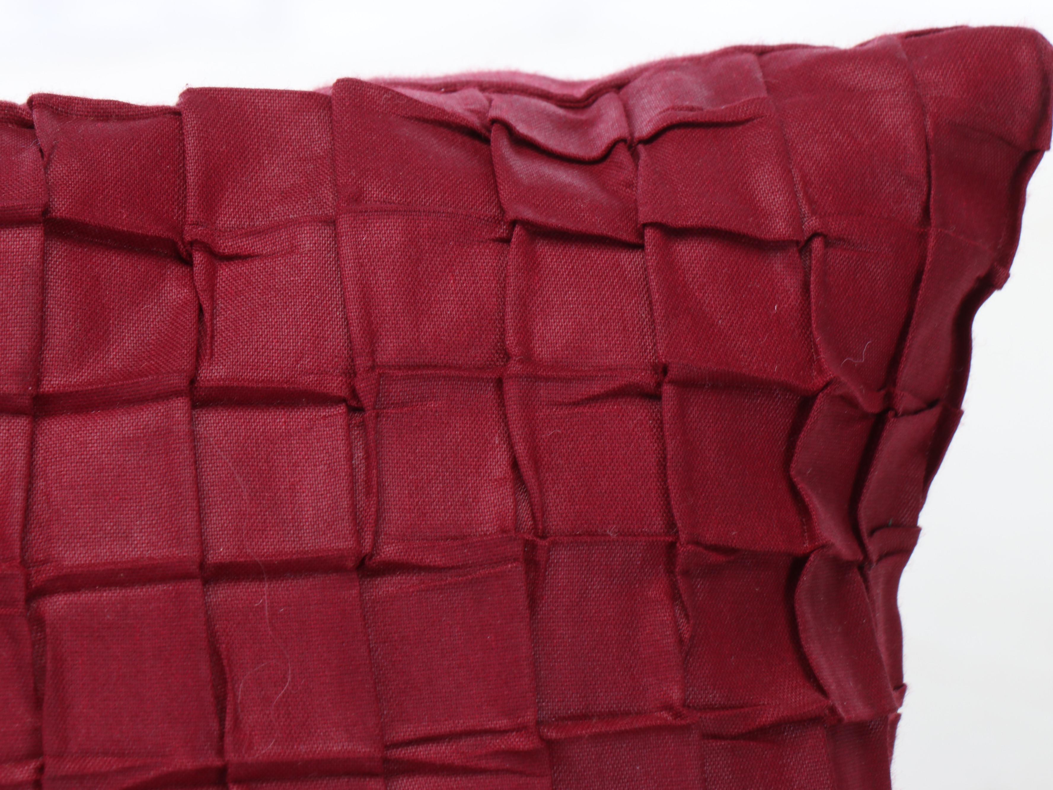 Floral Print and Pintuck Maroon Accent Pillows