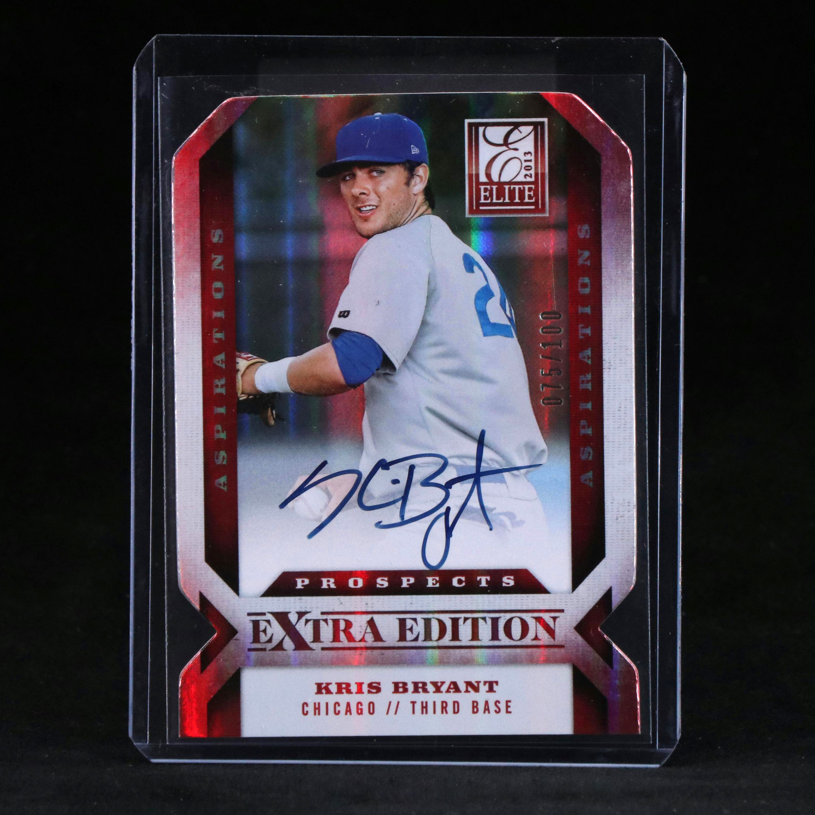 2013 Elite Kris Bryant Signed Chicago Cubs Baseball Card #ed 075/100