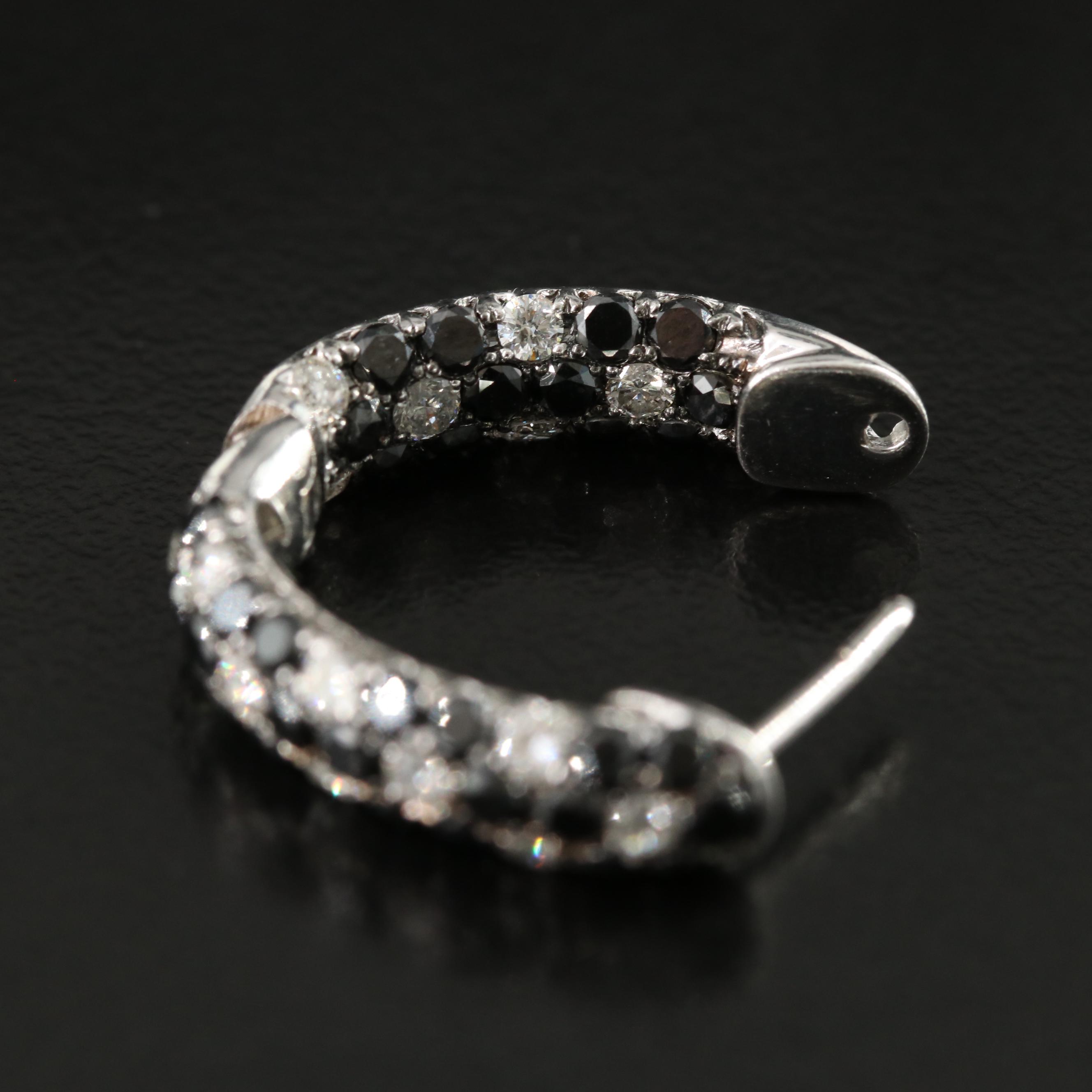 14K 3.29 CTW Diamond Inside-Out Hoop Earrings with Fancy Black Diamonds