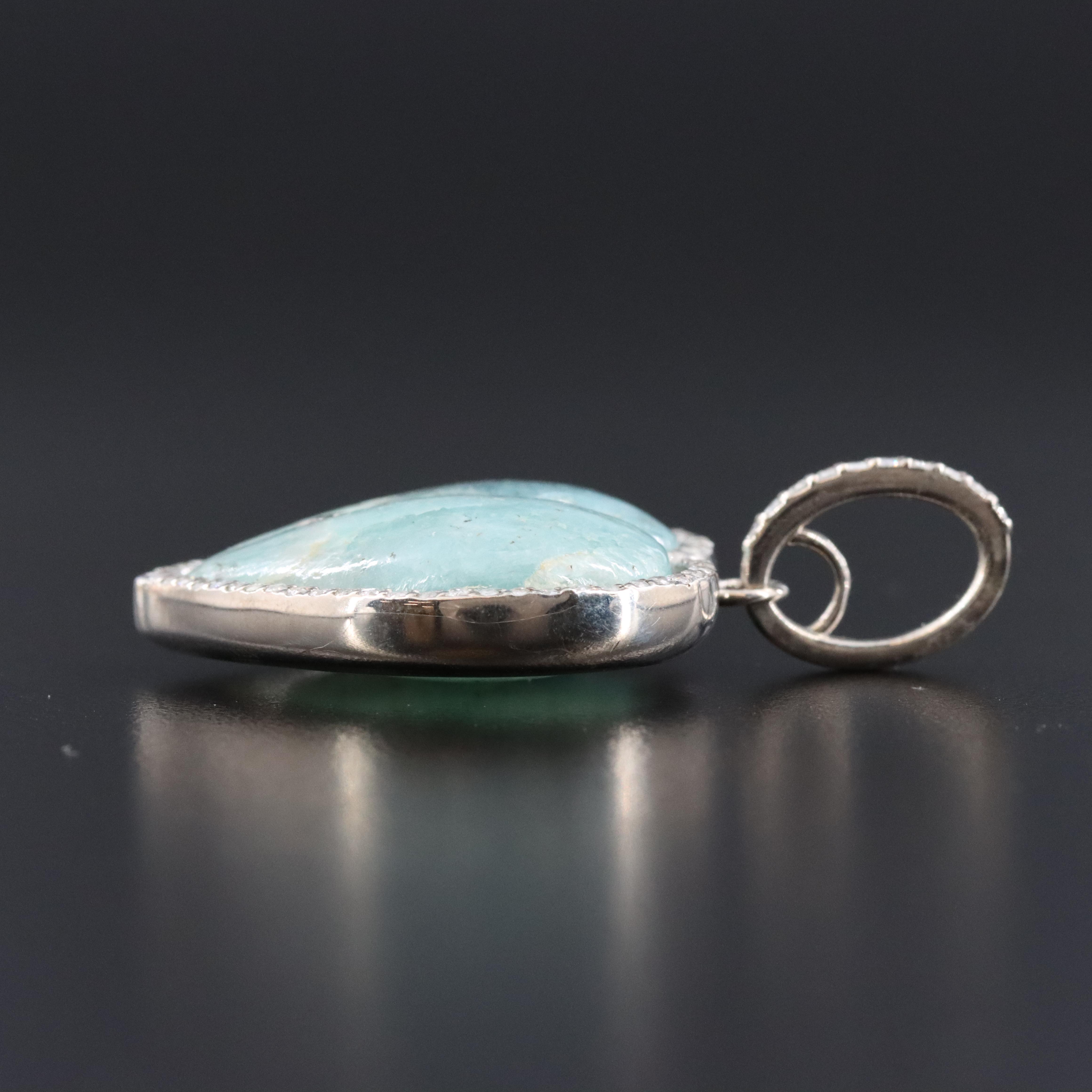 Sheryl Lowe Sterling Grandidierite and Diamond Heart Pendant