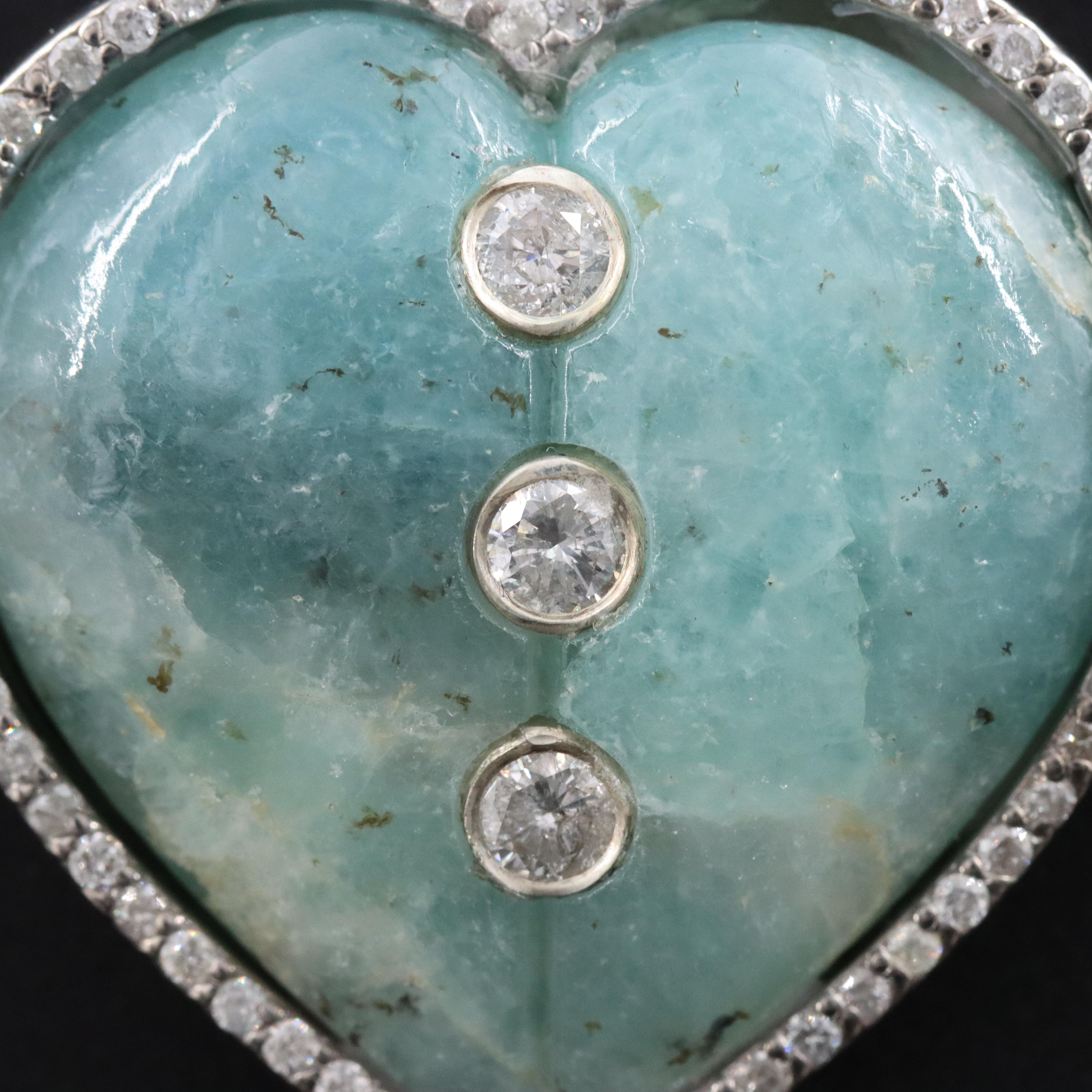 Sheryl Lowe Sterling Grandidierite and Diamond Heart Pendant