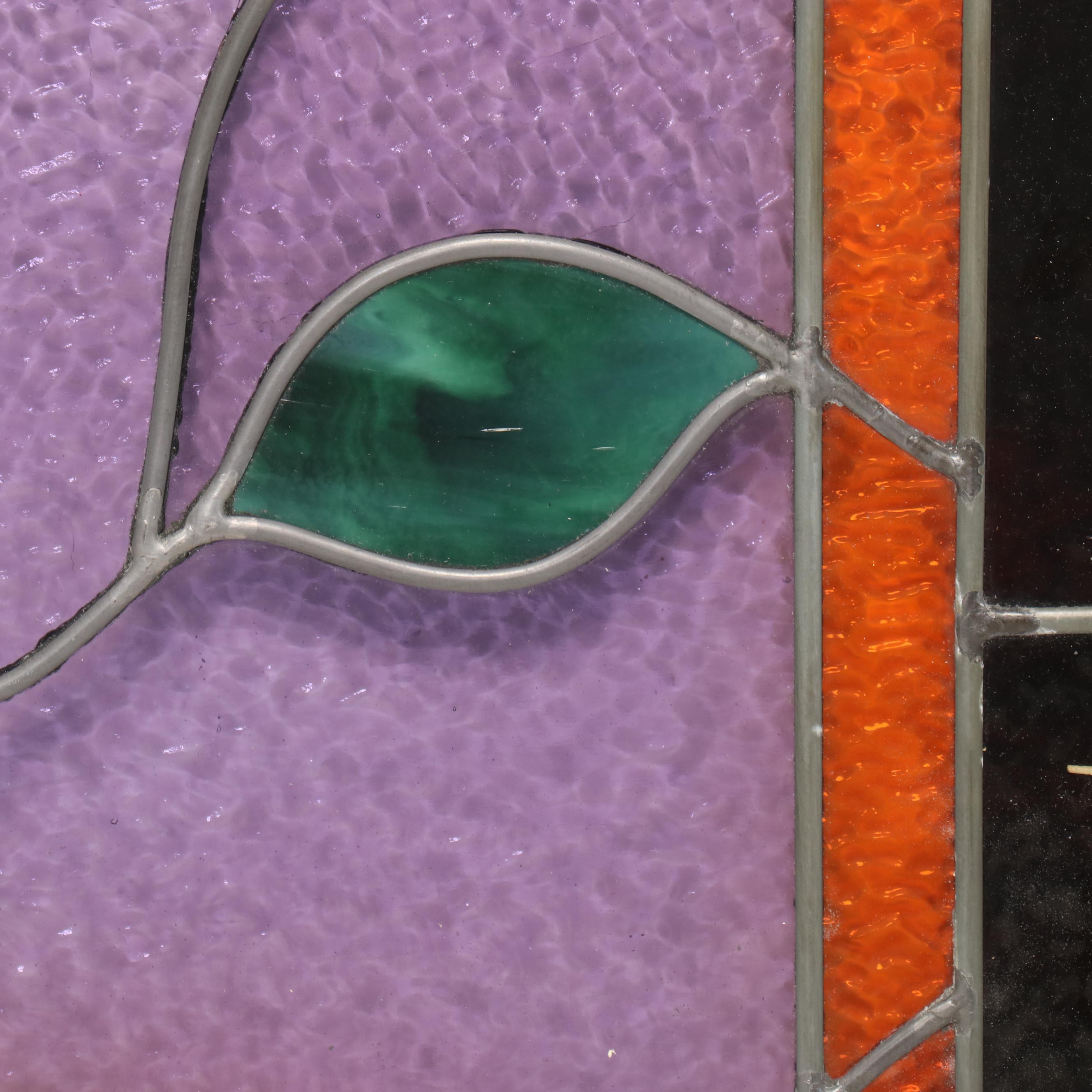 Stained Glass Guitar Motif Part Panel, Mid/ Late 20th Century