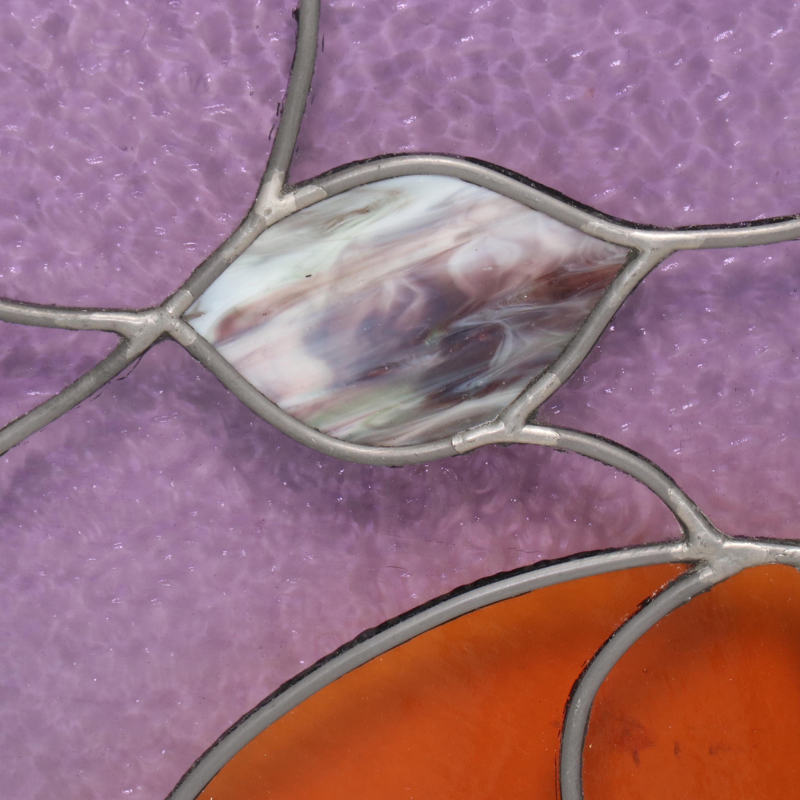 Stained Glass Guitar Motif Part Panel, Mid/ Late 20th Century