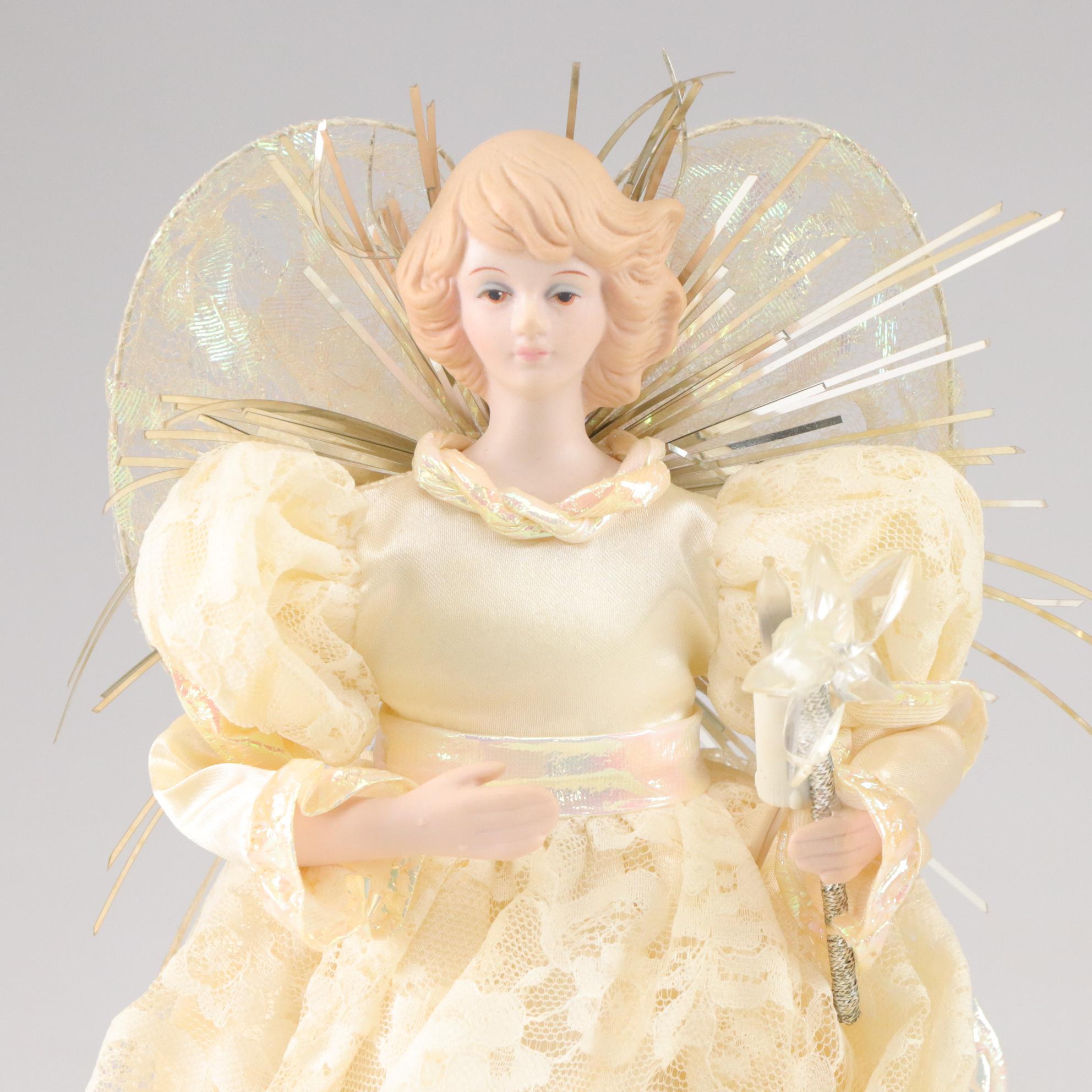 House of Lloyd Angel Tree Topper with Bisque Cherub Candle Holders & Ornaments