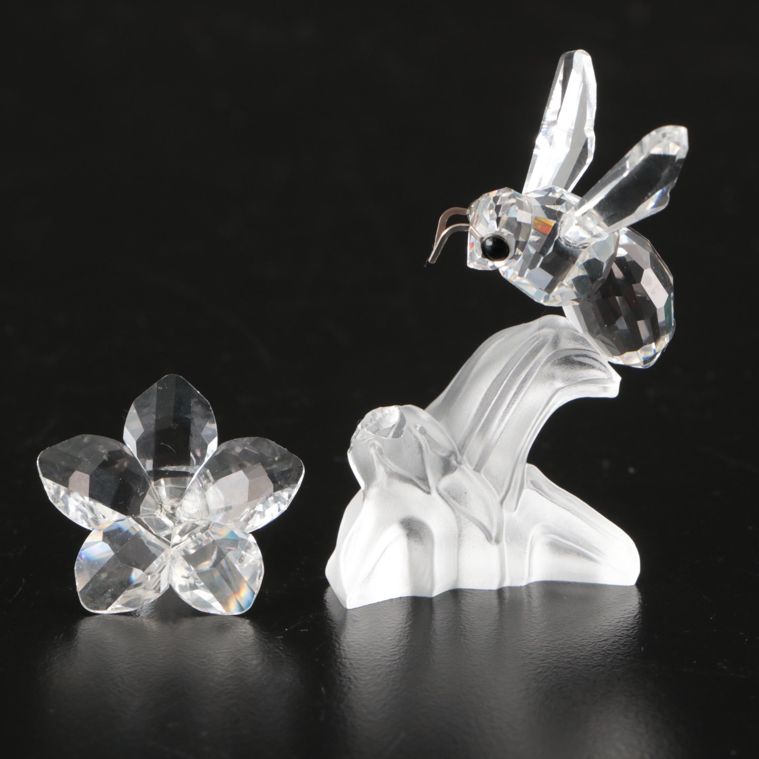 Swarovski Crystal "Bird's Nest," "Owl" and More Figures with Mirrored Stands