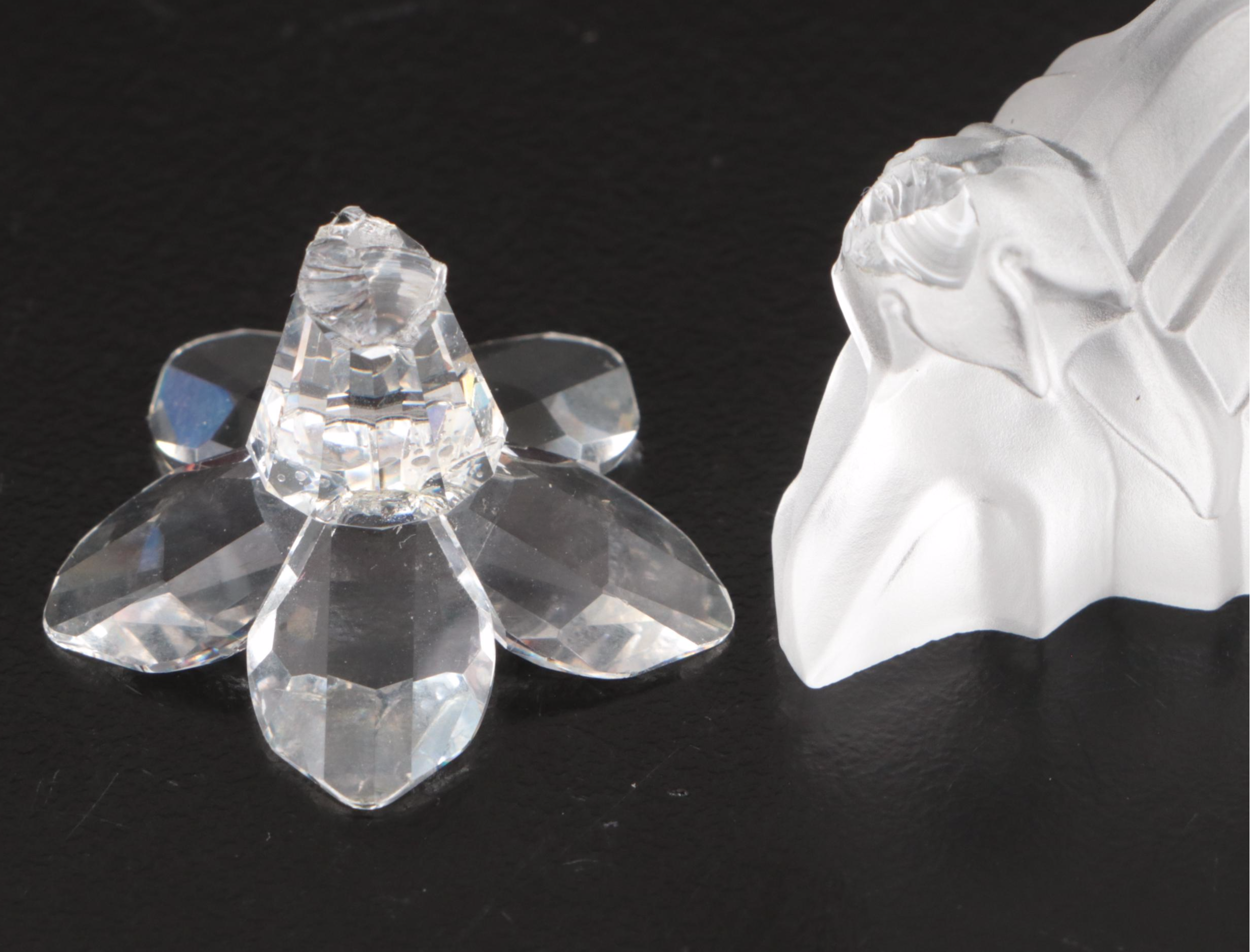 Swarovski Crystal "Bird's Nest," "Owl" and More Figures with Mirrored Stands