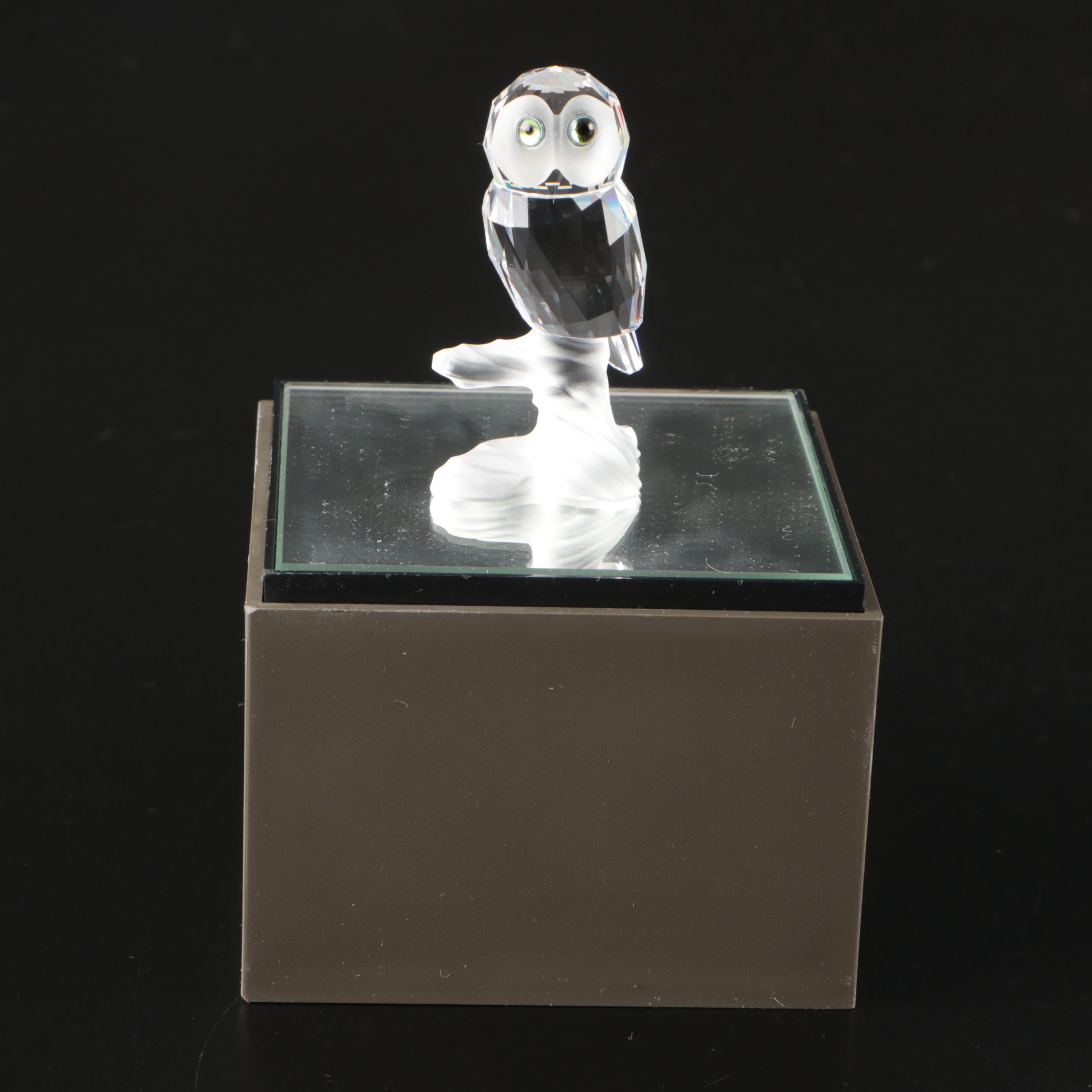 Swarovski Crystal "Bird's Nest," "Owl" and More Figures with Mirrored Stands