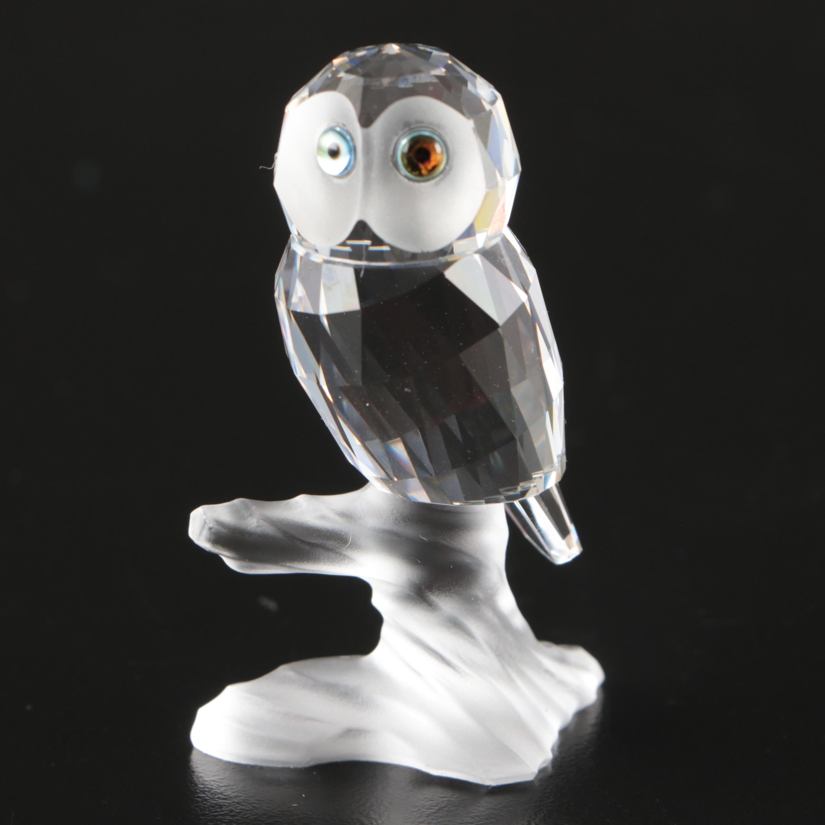 Swarovski Crystal "Bird's Nest," "Owl" and More Figures with Mirrored Stands