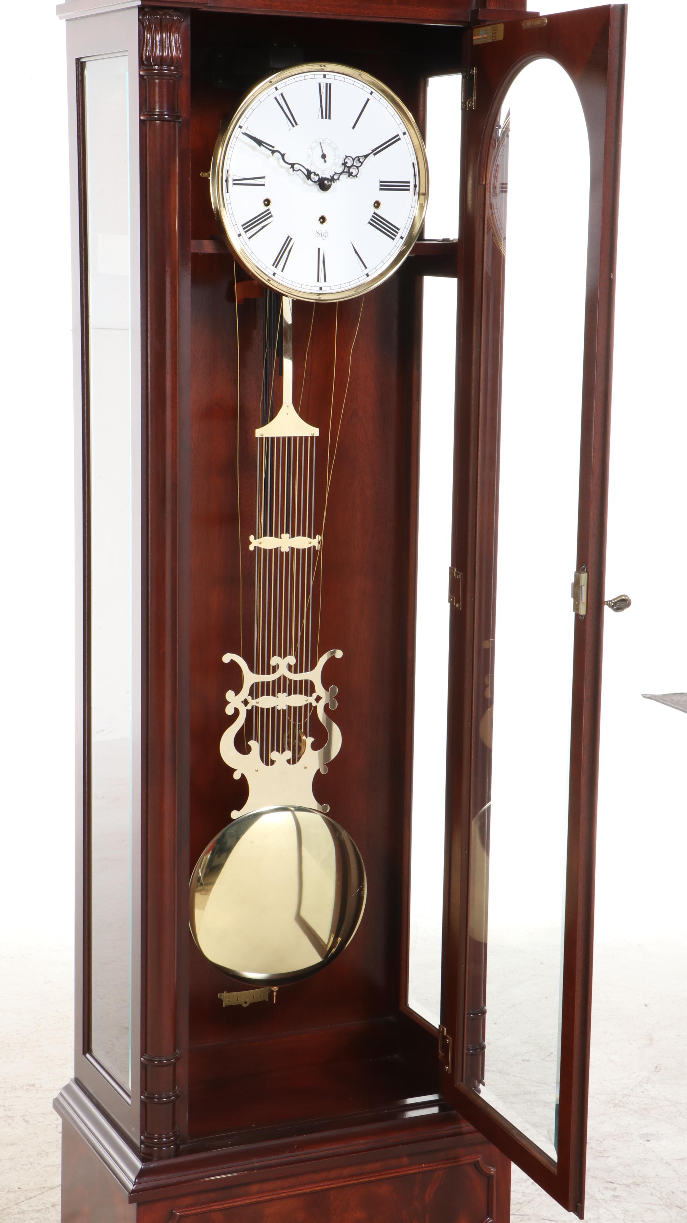 Sligh Neoclassical Style Mahogany Grandfather Clock