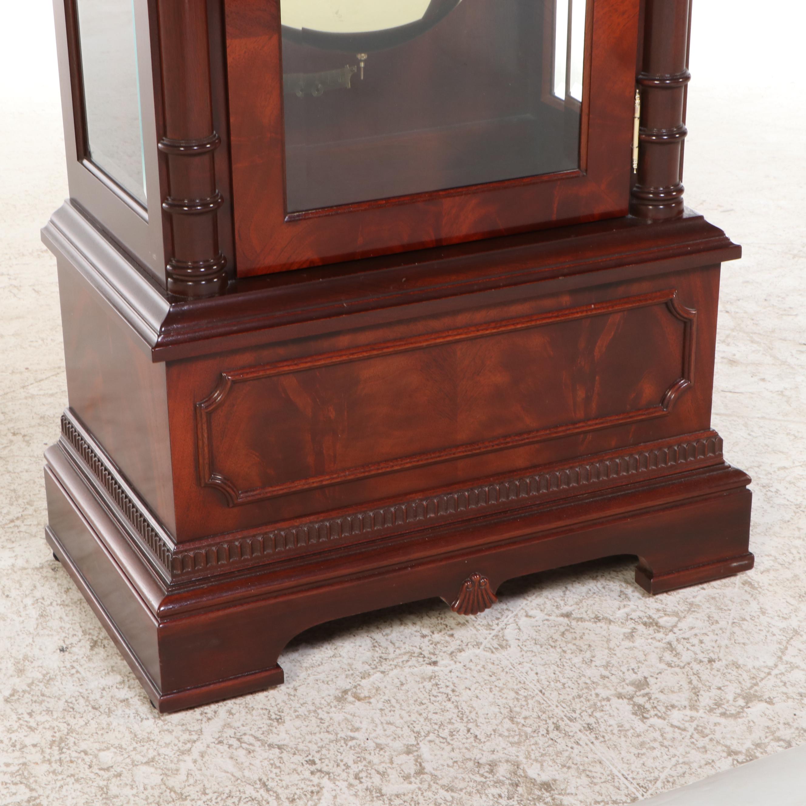 Sligh Neoclassical Style Mahogany Grandfather Clock