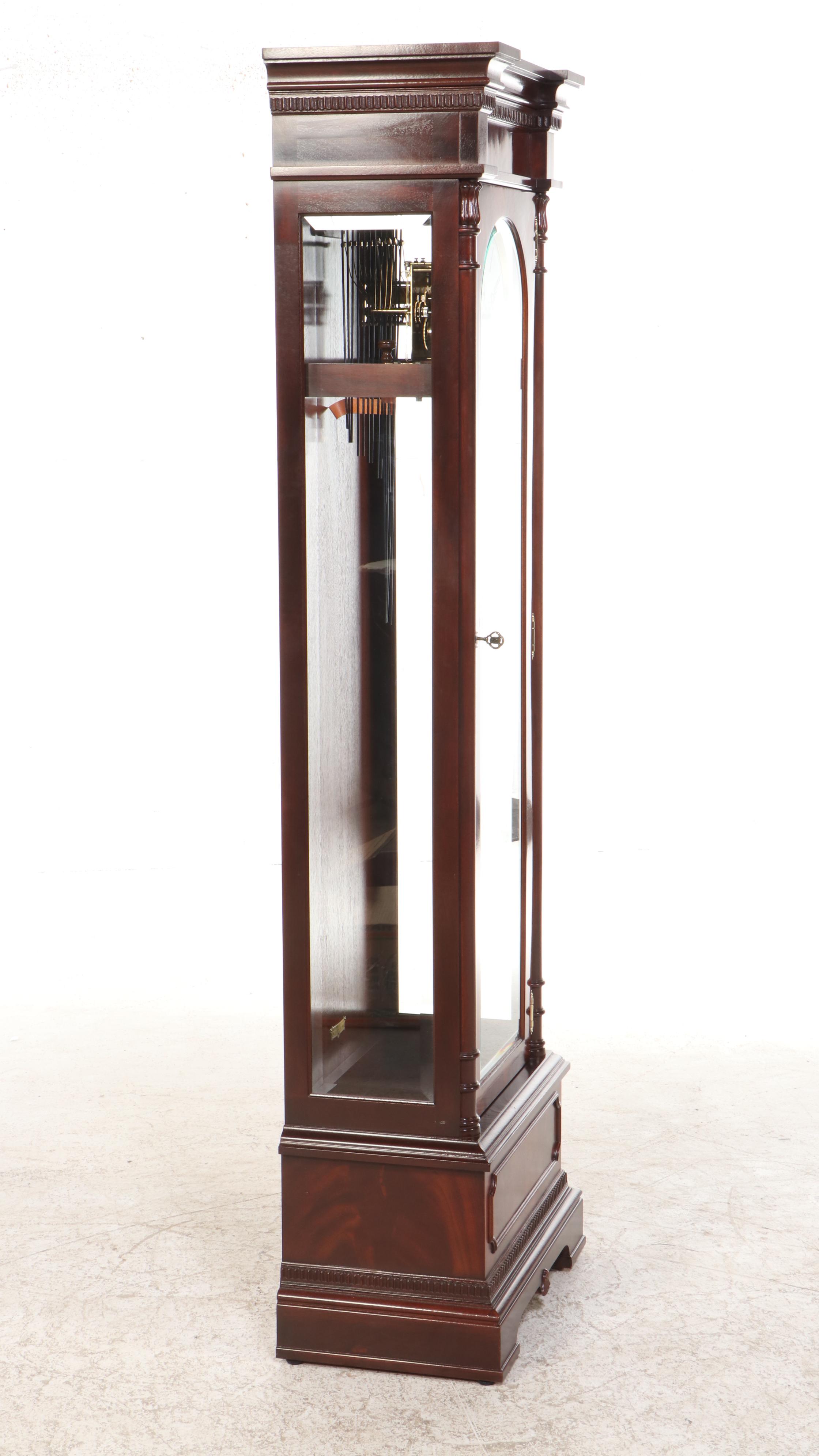 Sligh Neoclassical Style Mahogany Grandfather Clock