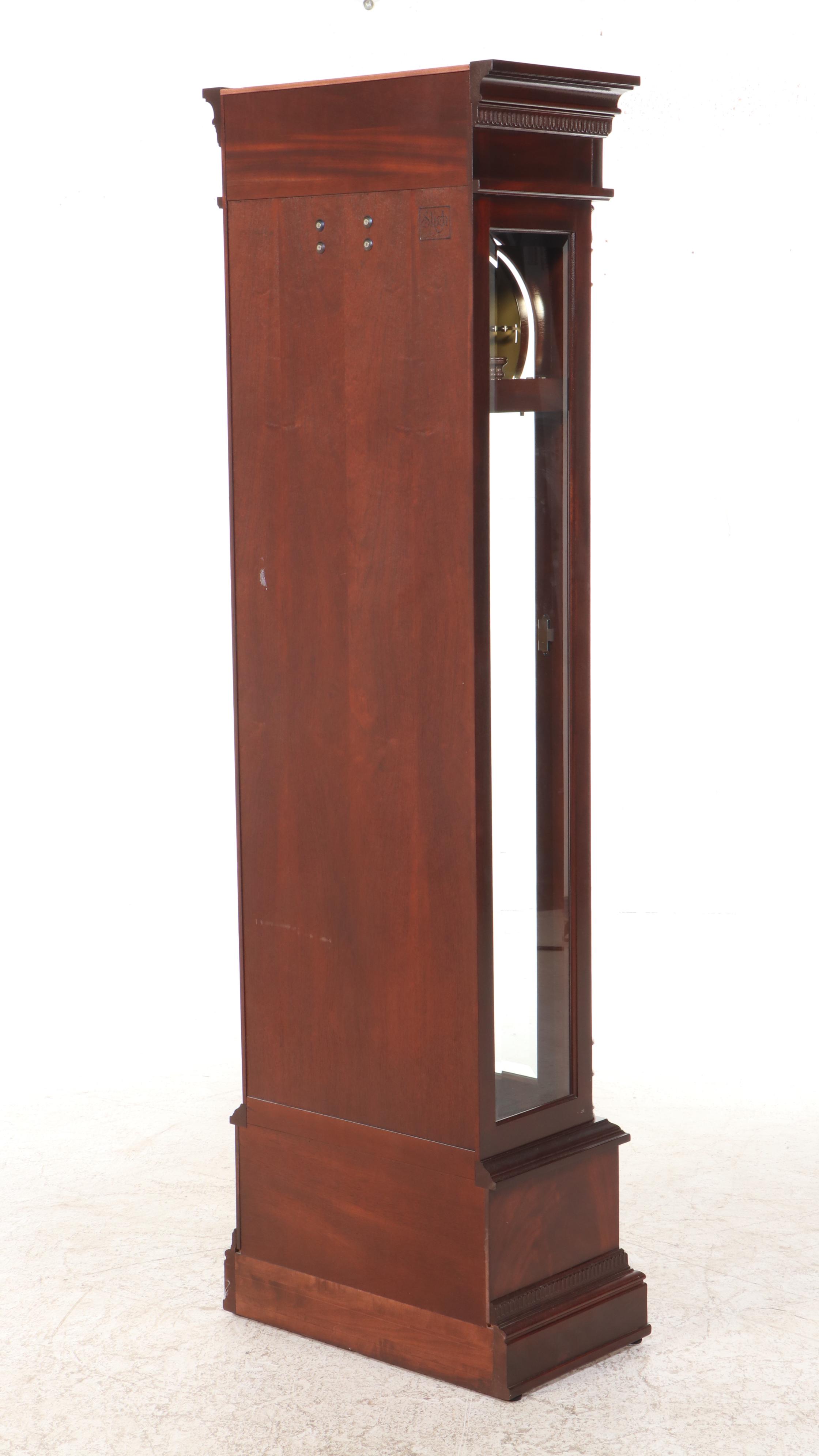 Sligh Neoclassical Style Mahogany Grandfather Clock