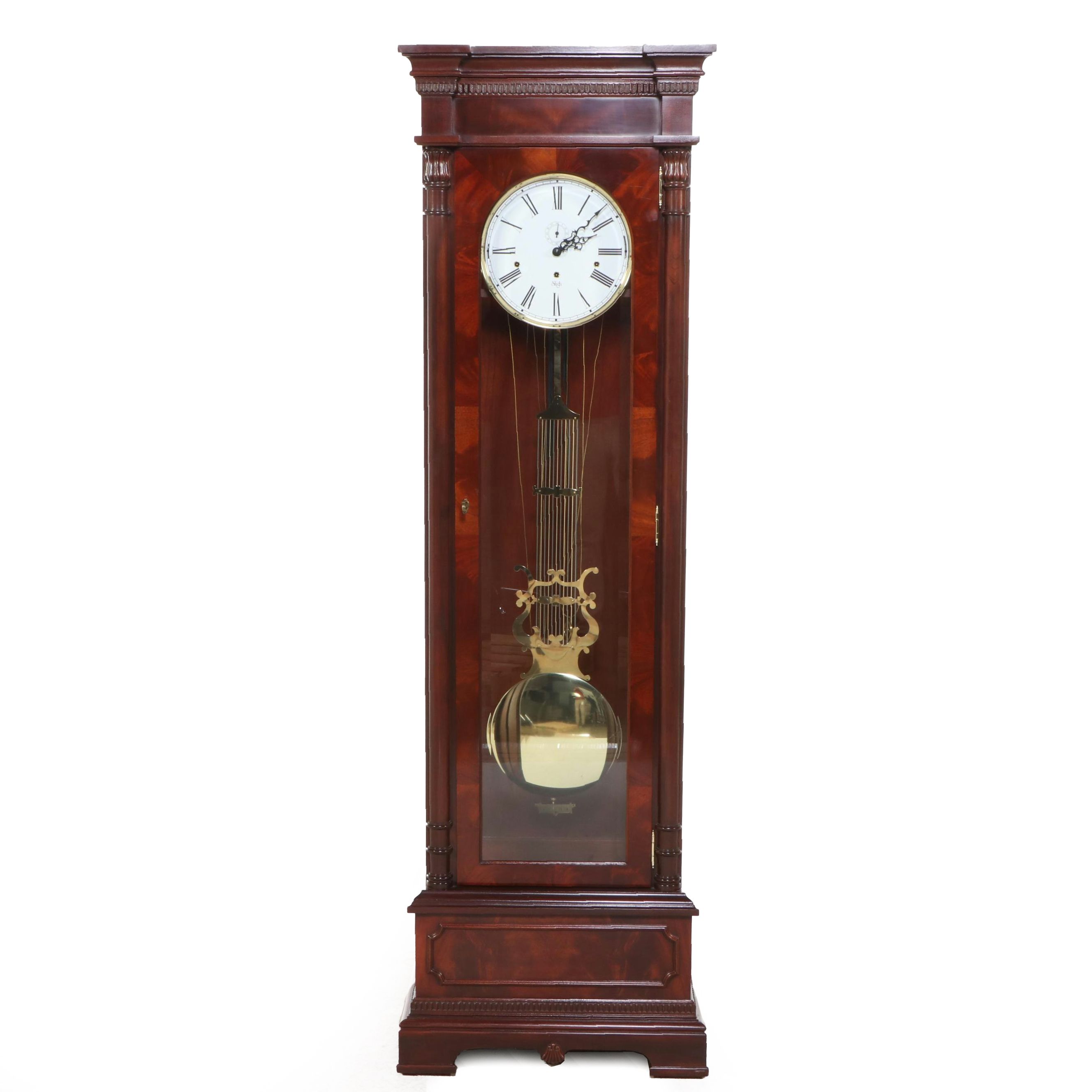 Sligh Neoclassical Style Mahogany Grandfather Clock