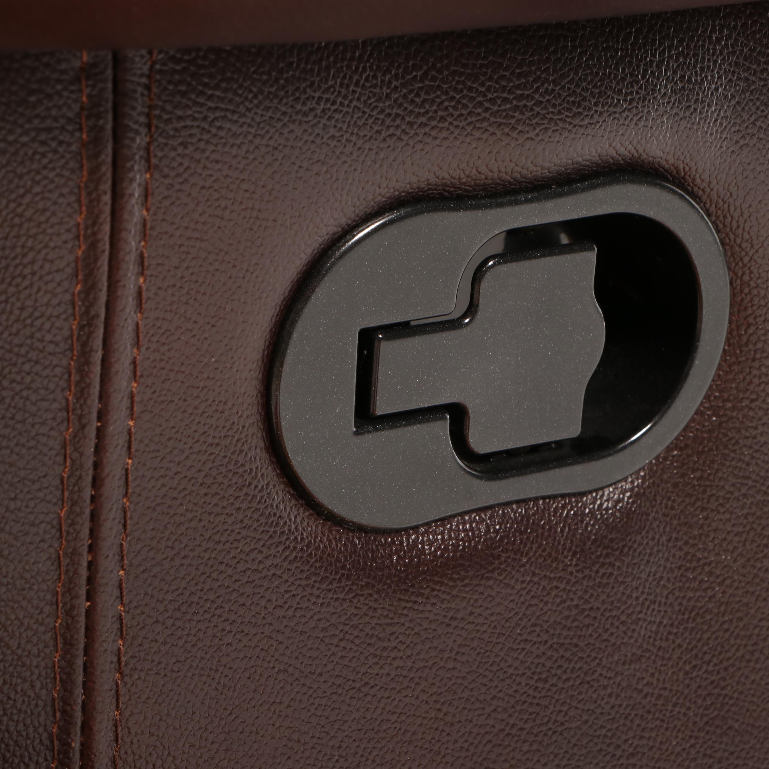 Leather Upholstered Reclining Sofa with Nailhead Trim