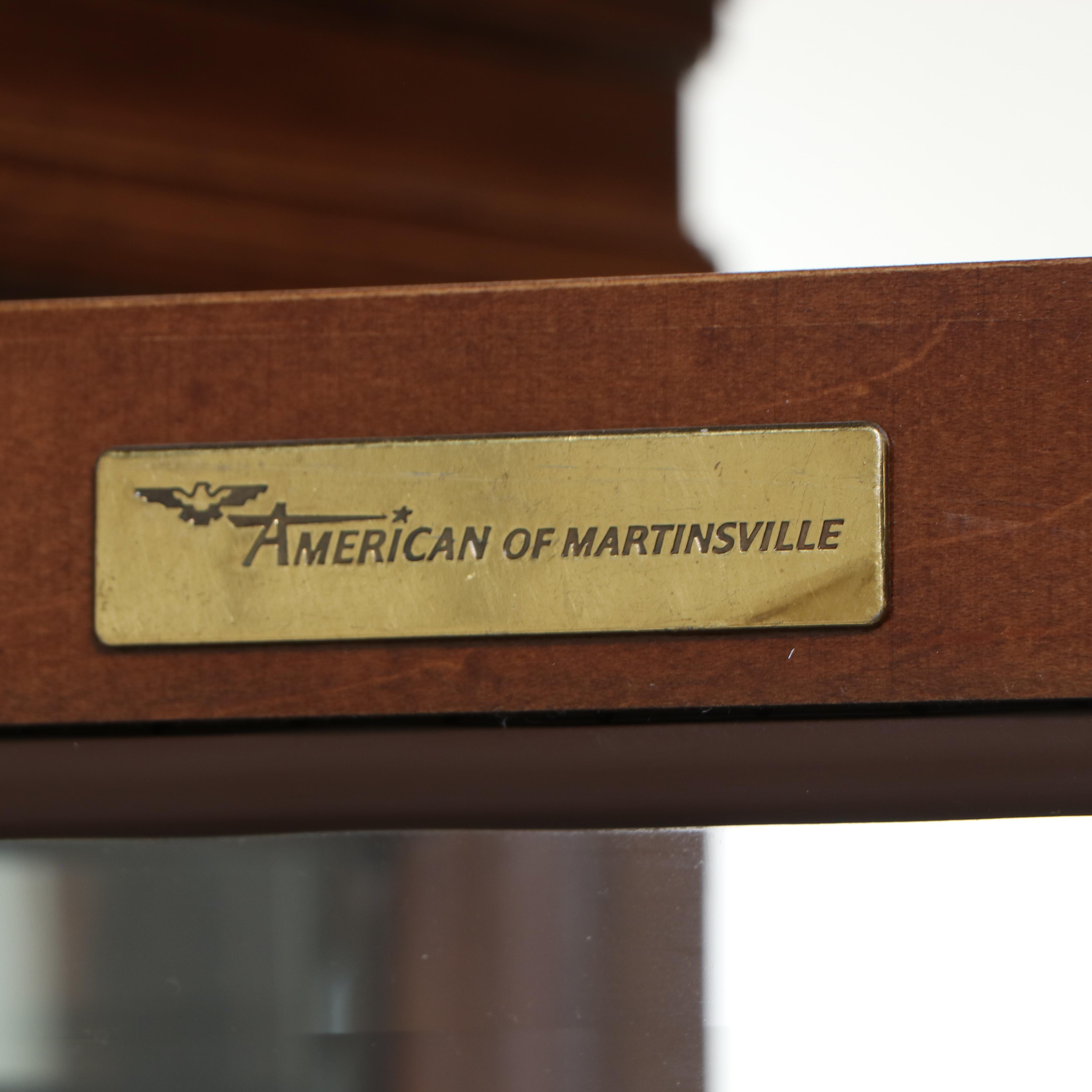 American Furniture Co. Maple Illuminated Corner Display Cabinet, 1988