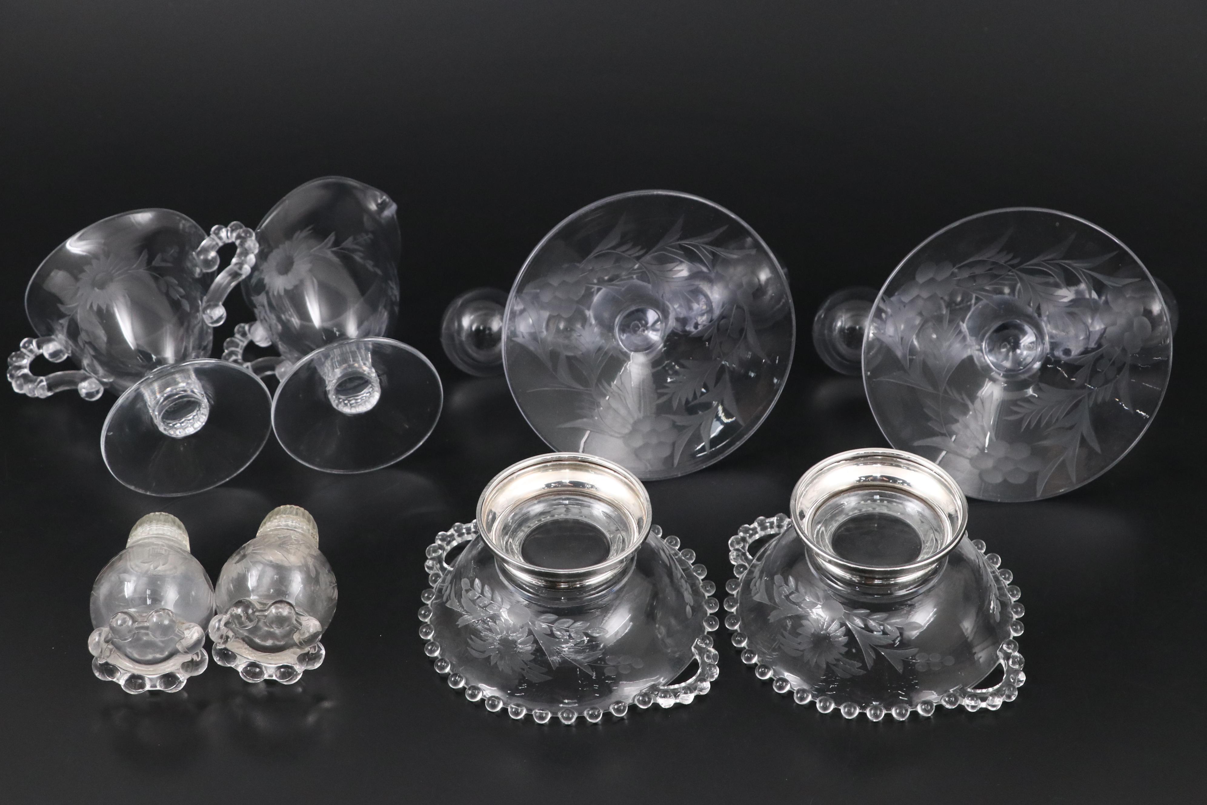 Imperial Glass Candlewick Glassware with Hirsch Sterling Footed Bowls and More