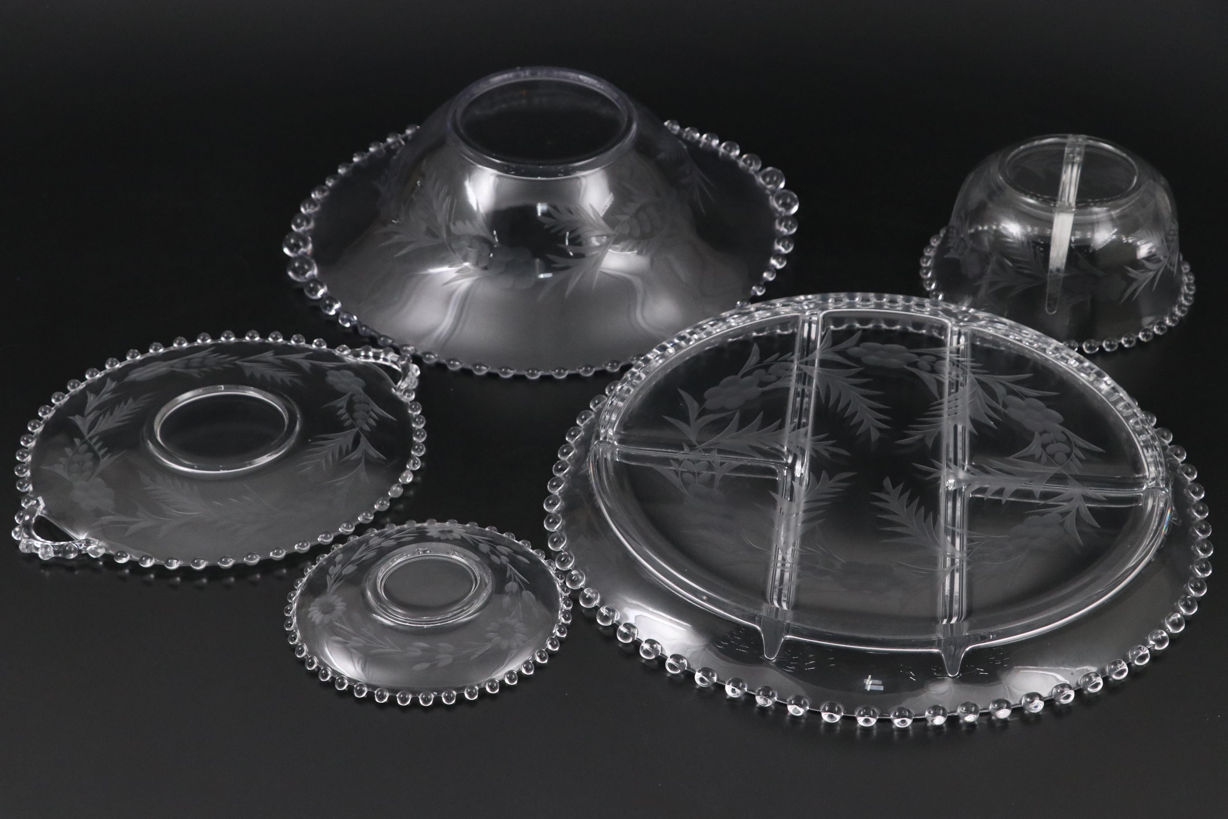 Imperial Glass Candlewick Glassware with Hirsch Sterling Footed Bowls and More