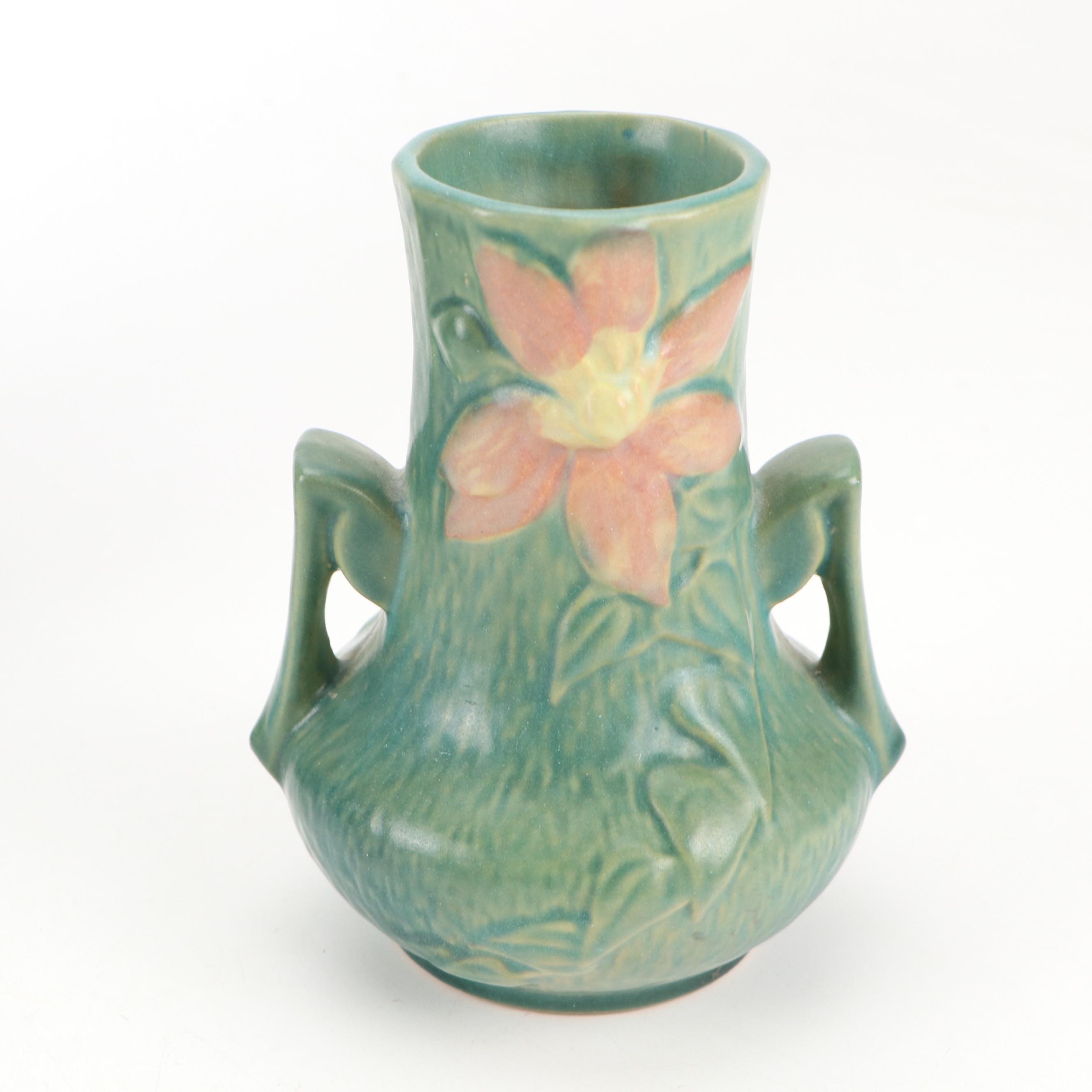 Art Deco Roseville Zephyr Lily, Clematis, Bleeding Hearts & Weller Vases