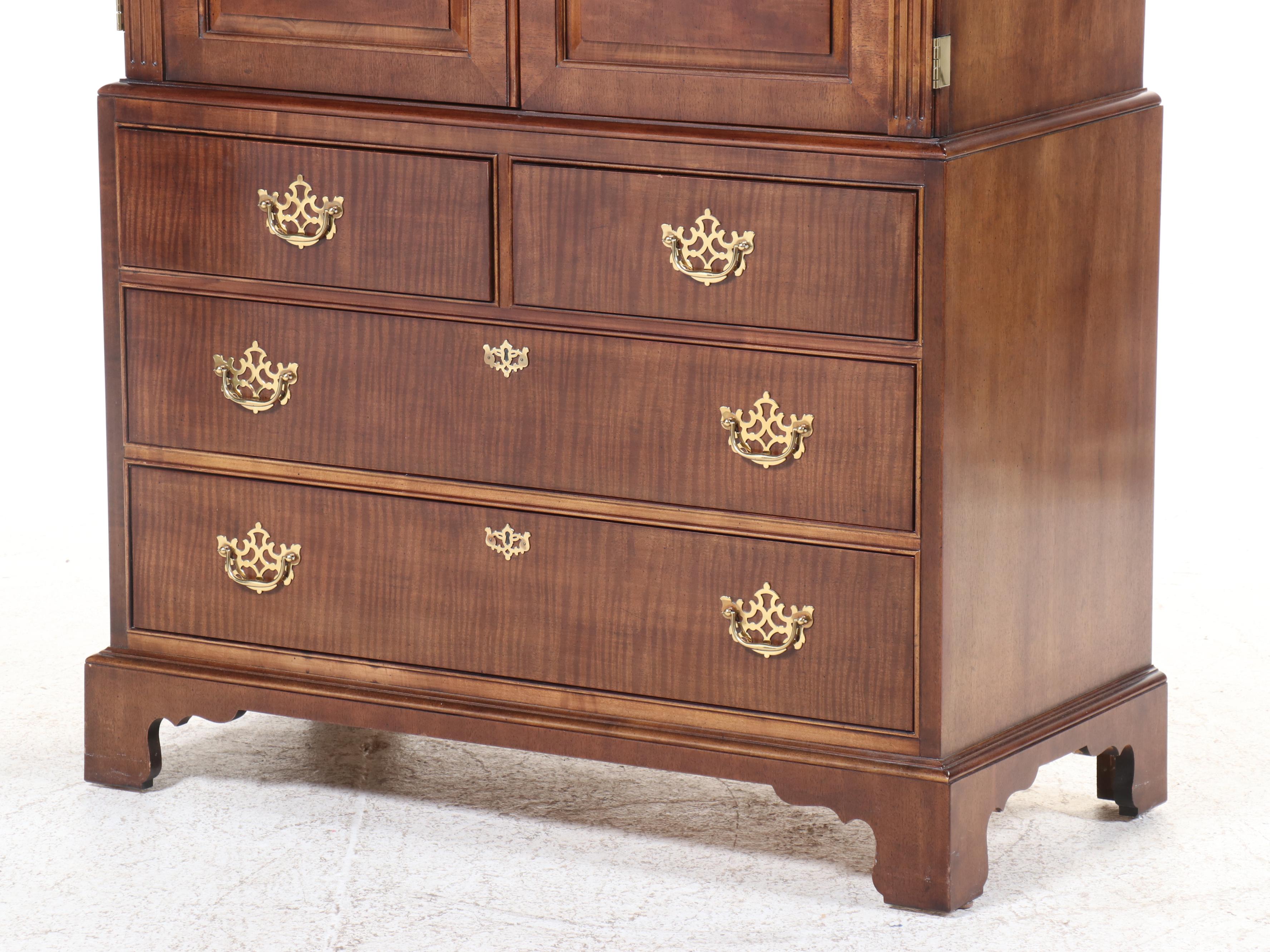 Henredon George II Style Mahogany and Maple Armoire