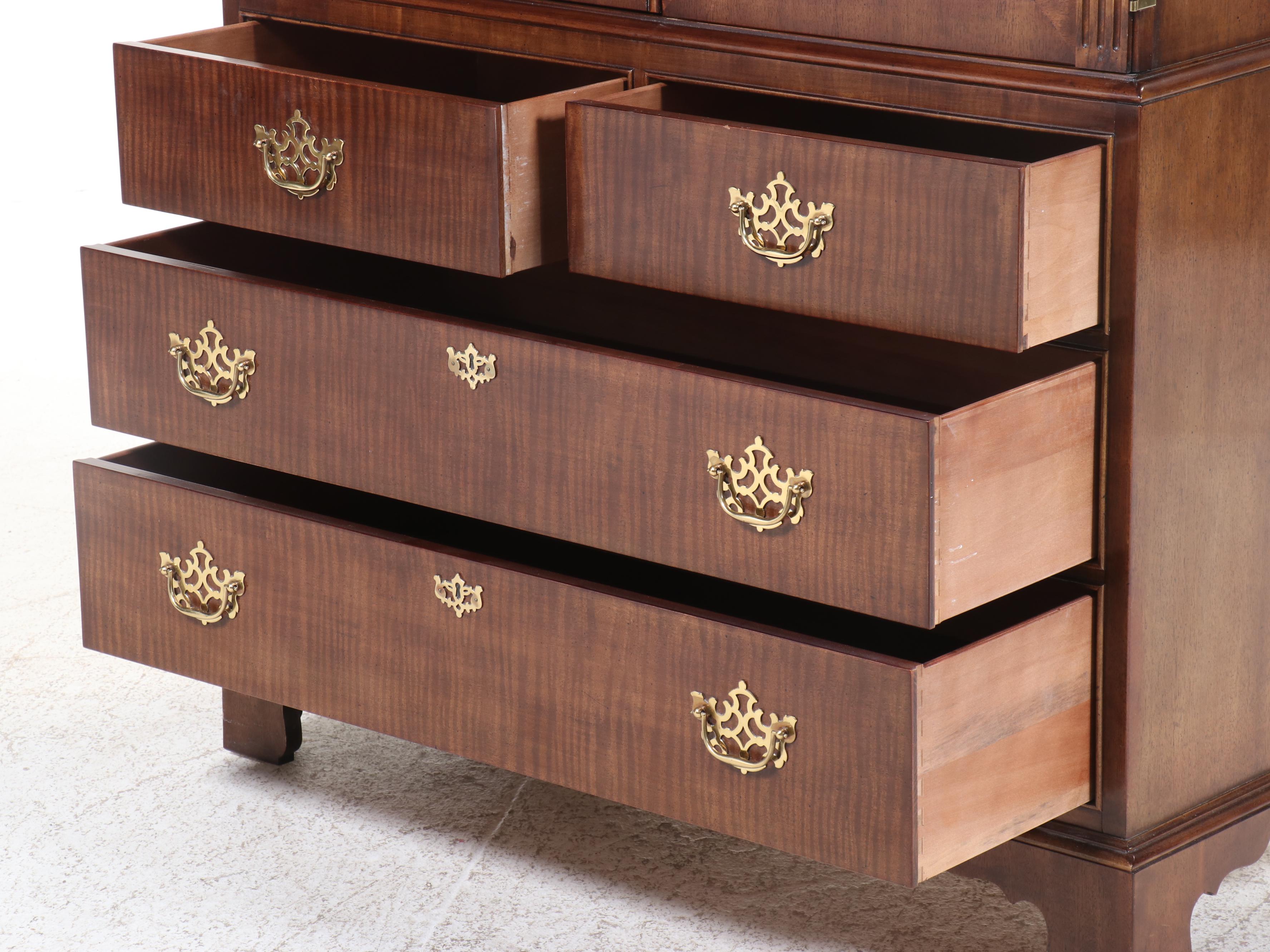 Henredon George II Style Mahogany and Maple Armoire