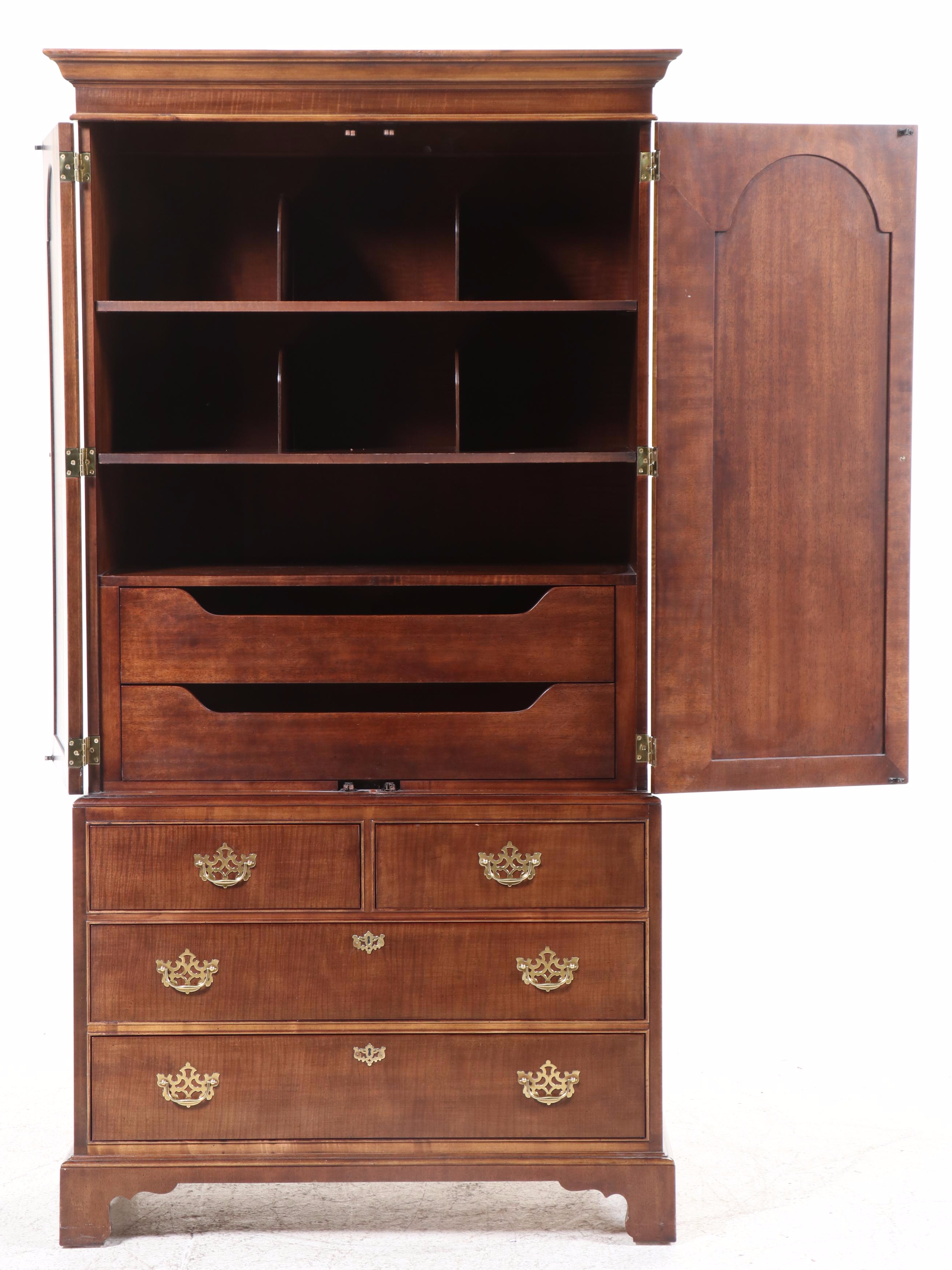 Henredon George II Style Mahogany and Maple Armoire