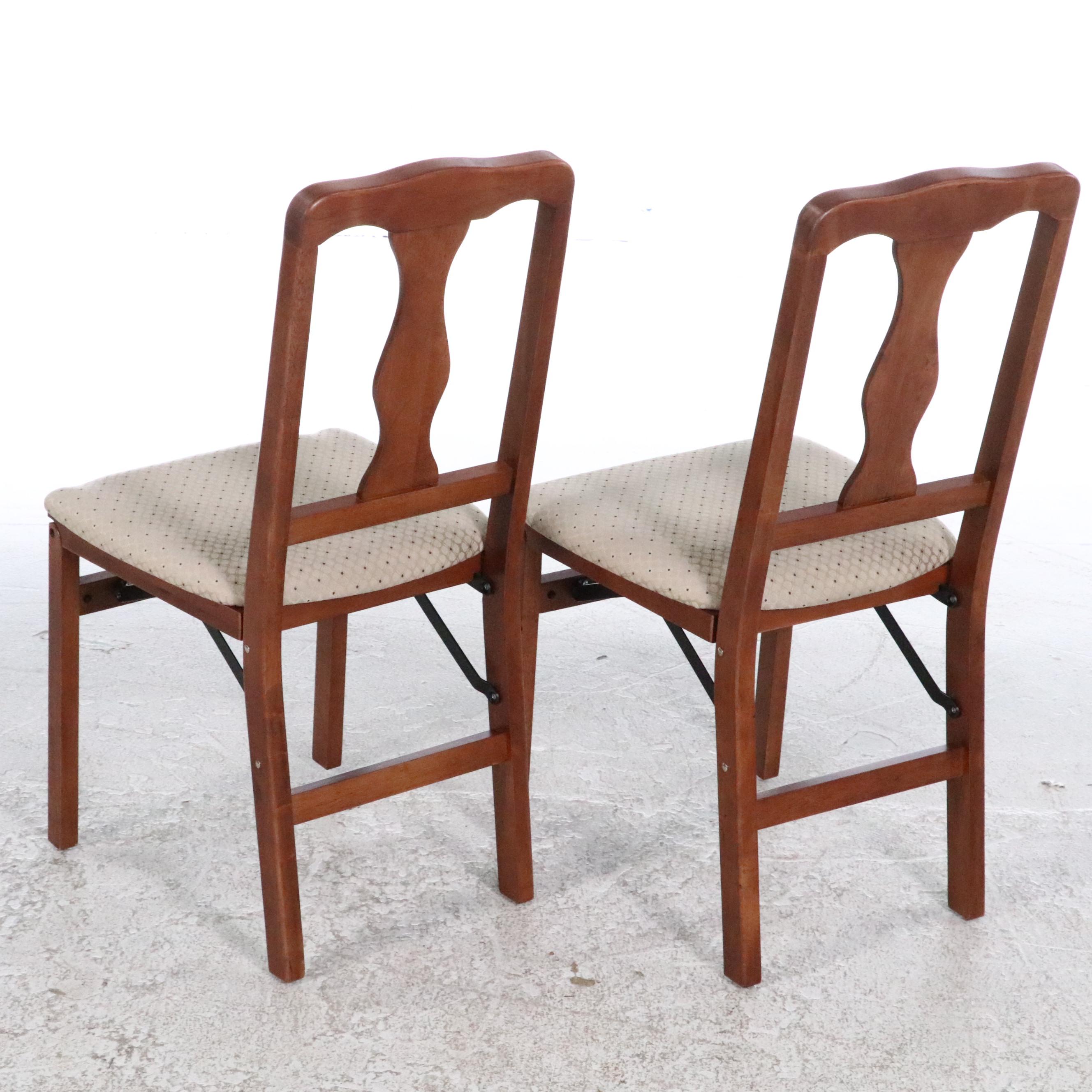 Pair of Stakmore Cherry-Stained Wood Folding Chairs