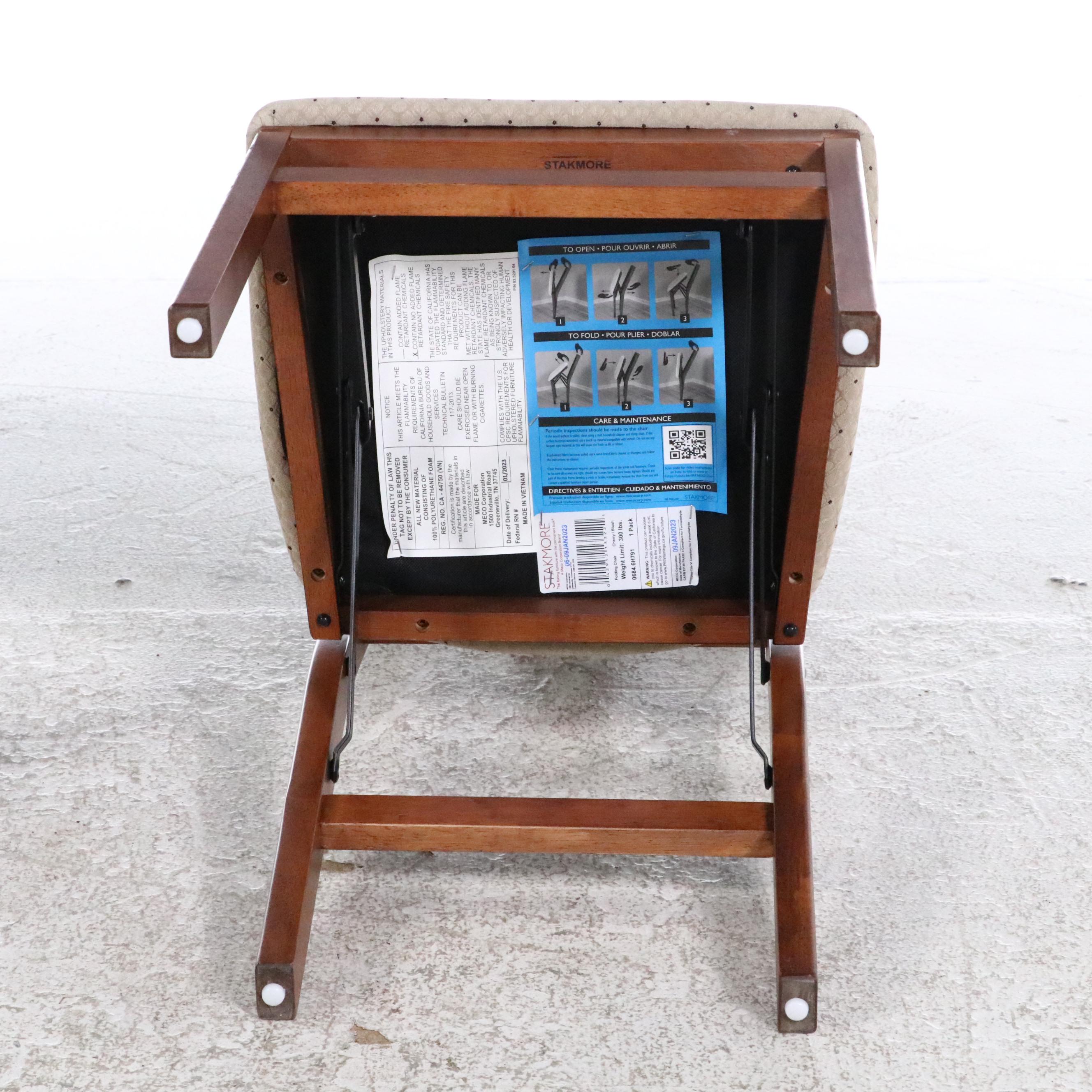 Pair of Stakmore Cherry-Stained Wood Folding Chairs