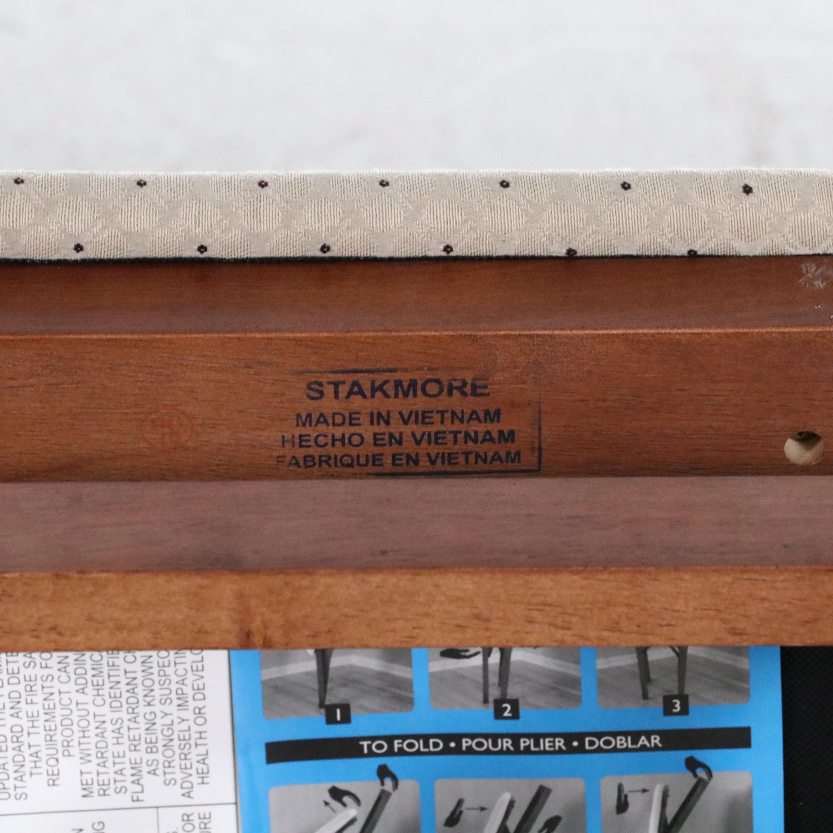 Pair of Stakmore Cherry-Stained Wood Folding Chairs