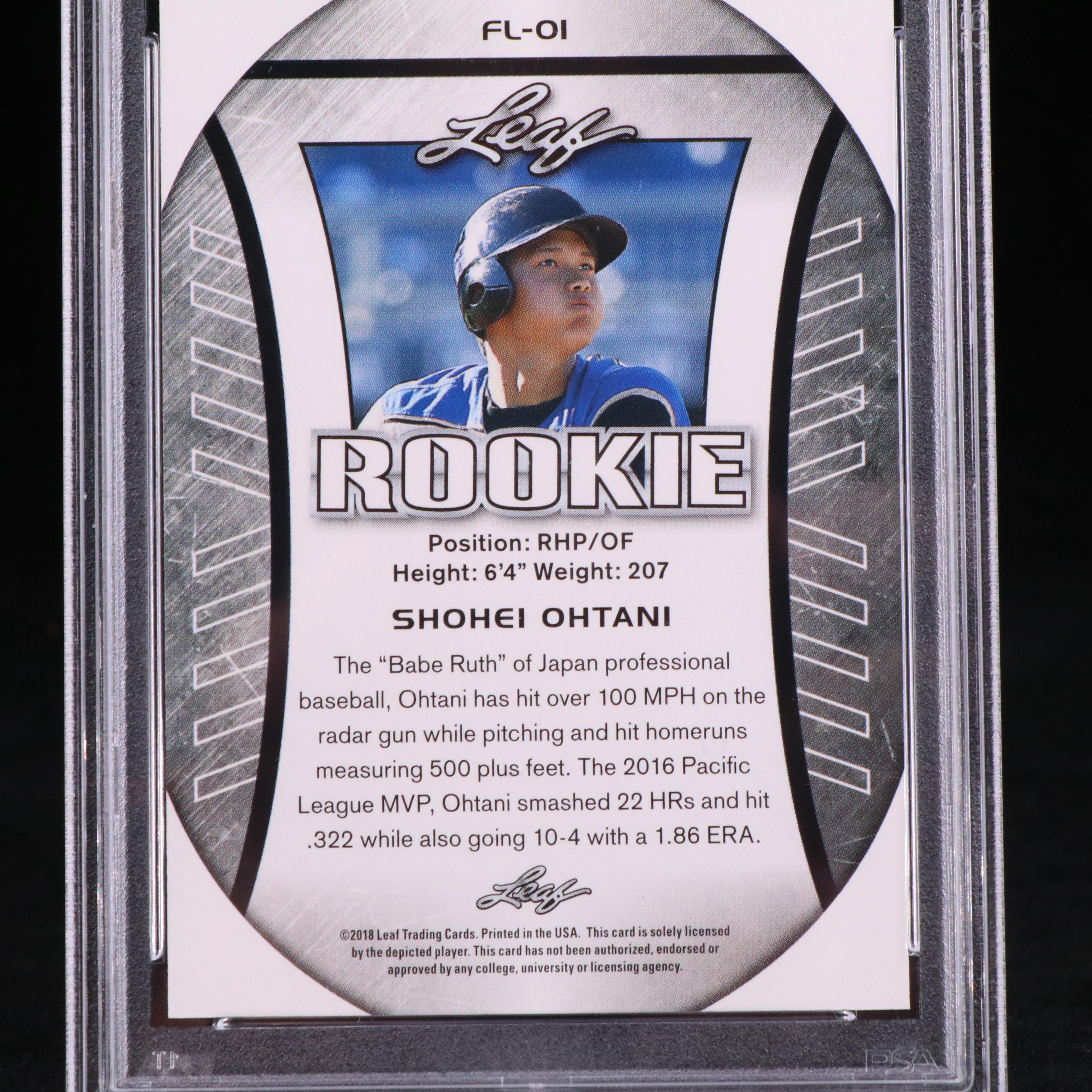 2018 Leaf Shohei Ohtani Exclusive Flag Rookie Baseball Card Graded PSA 10