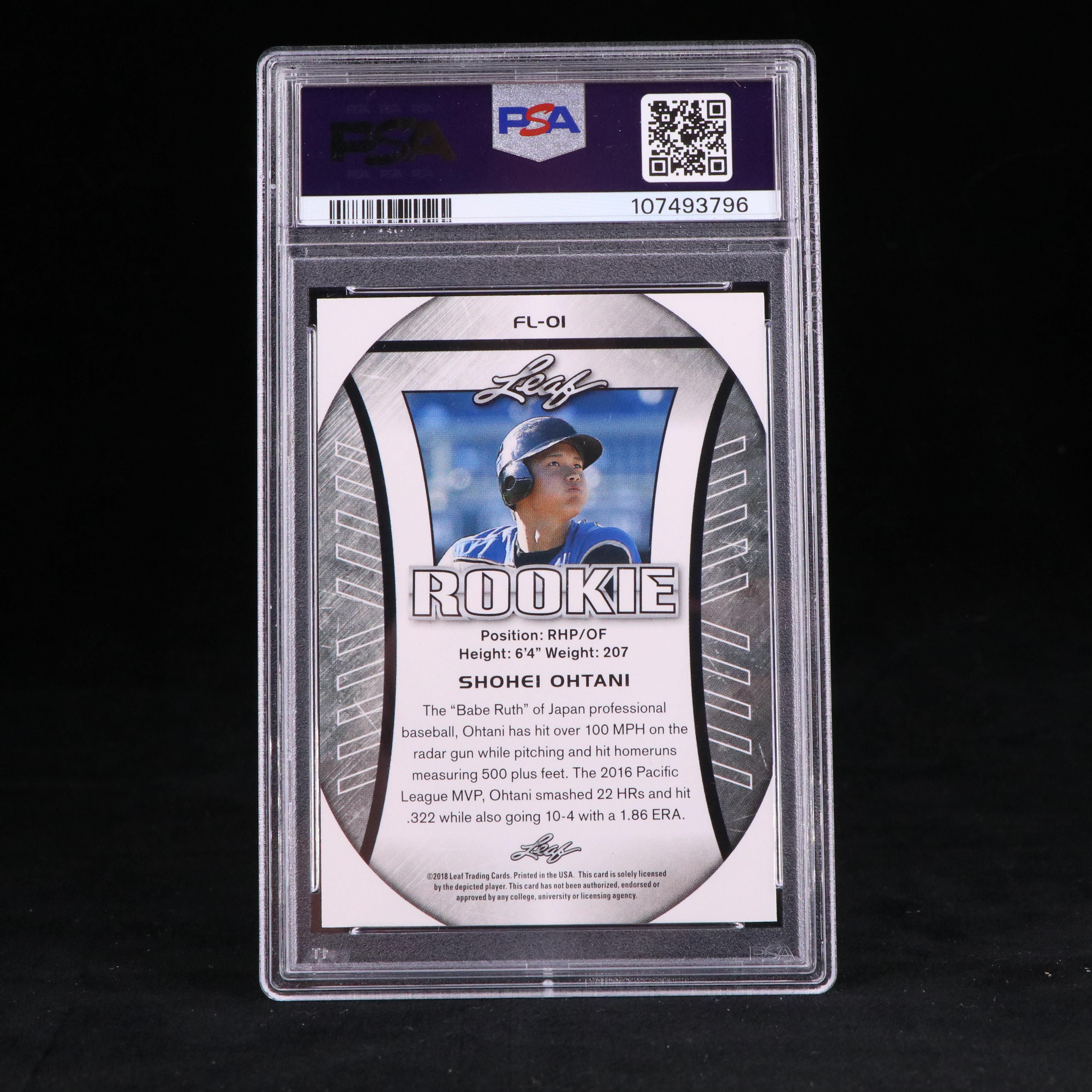 2018 Leaf Shohei Ohtani Exclusive Flag Rookie Baseball Card Graded PSA 10