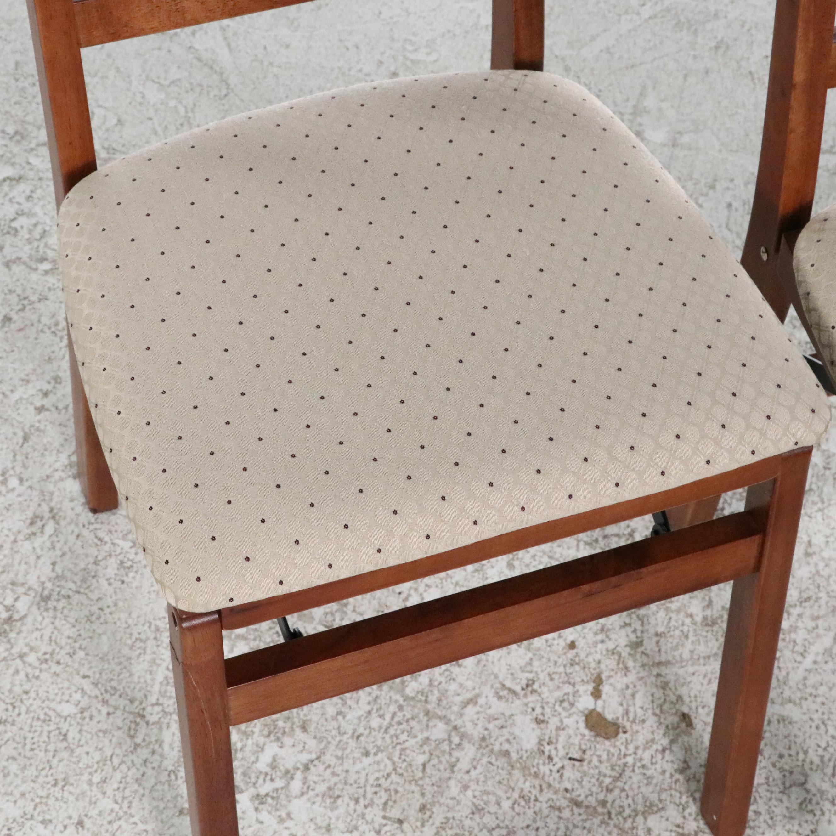 Pair of Stakmore Cherry-Stained Wood Folding Chairs