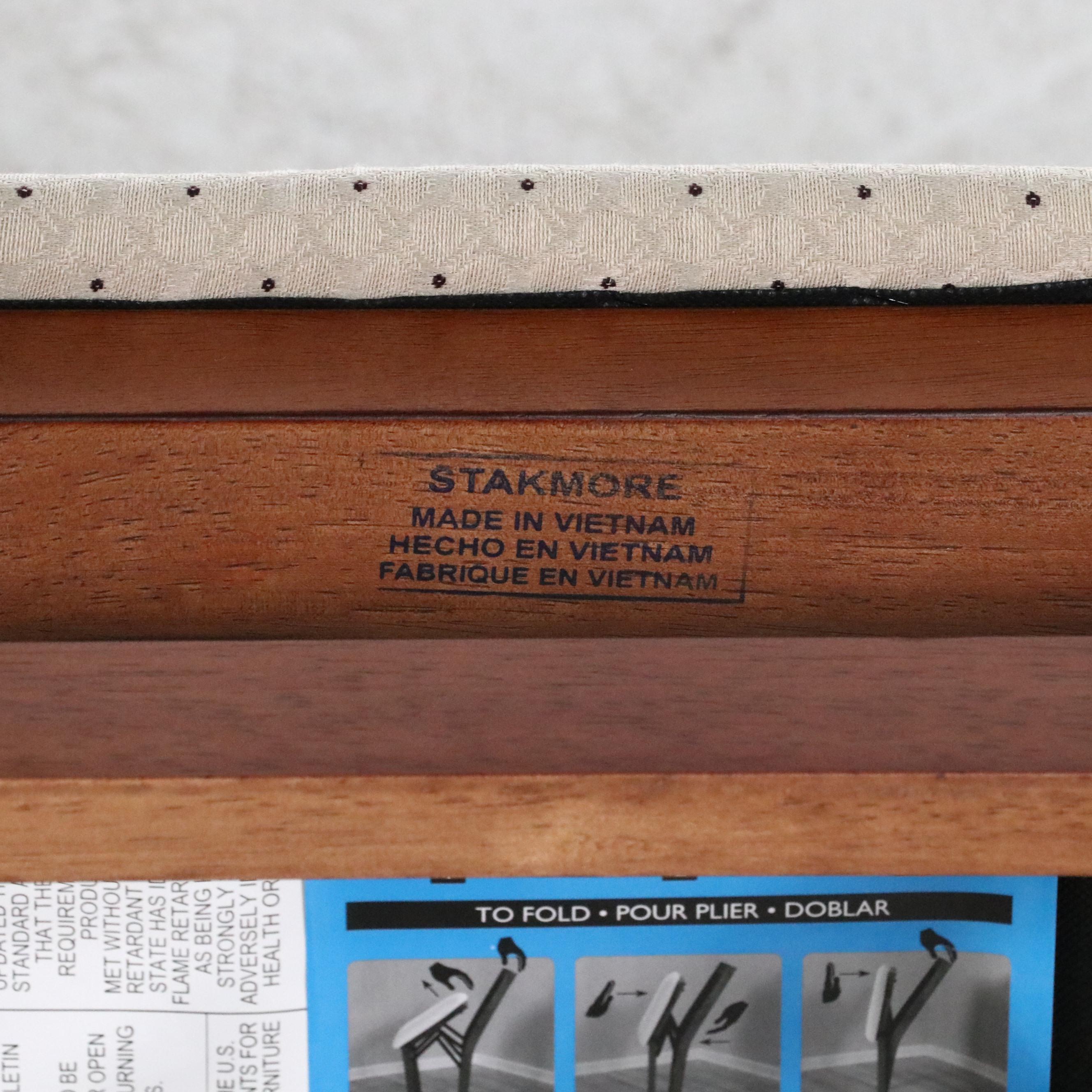 Pair of Stakmore Cherry-Stained Wood Folding Chairs