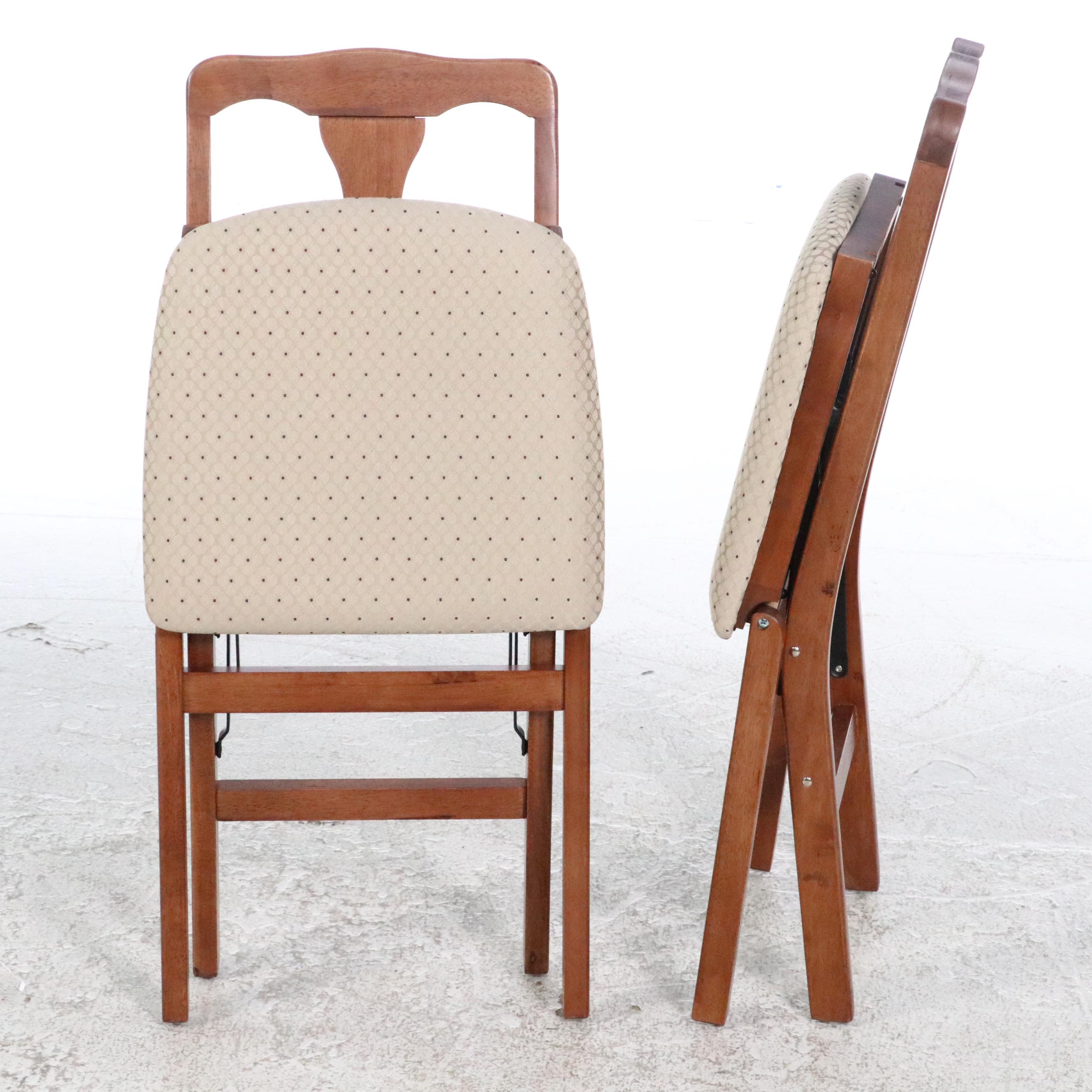 Pair of Stakmore Cherry-Stained Wood Folding Chairs