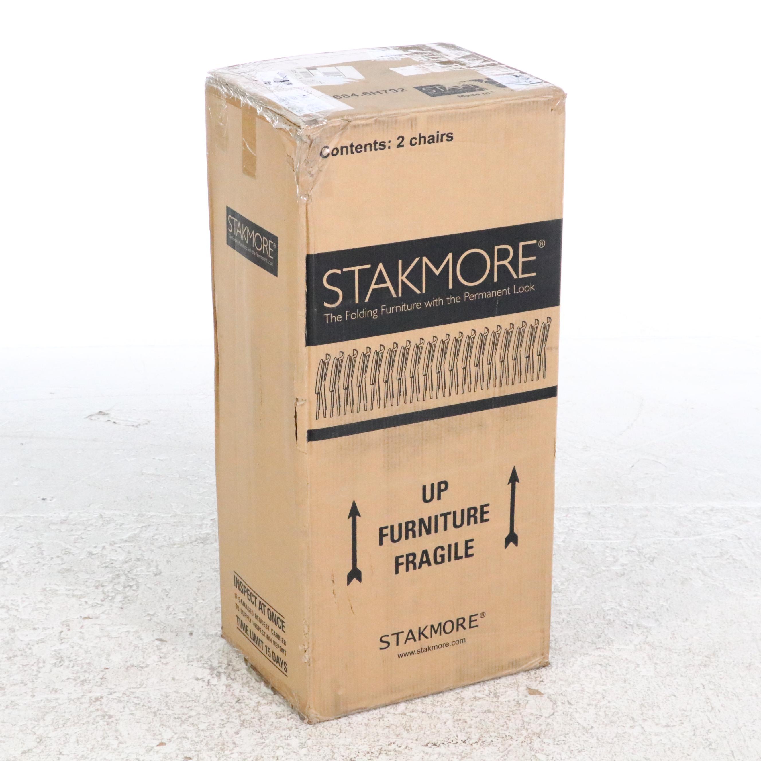 Pair of Stakmore Cherry-Stained Wood Folding Chairs