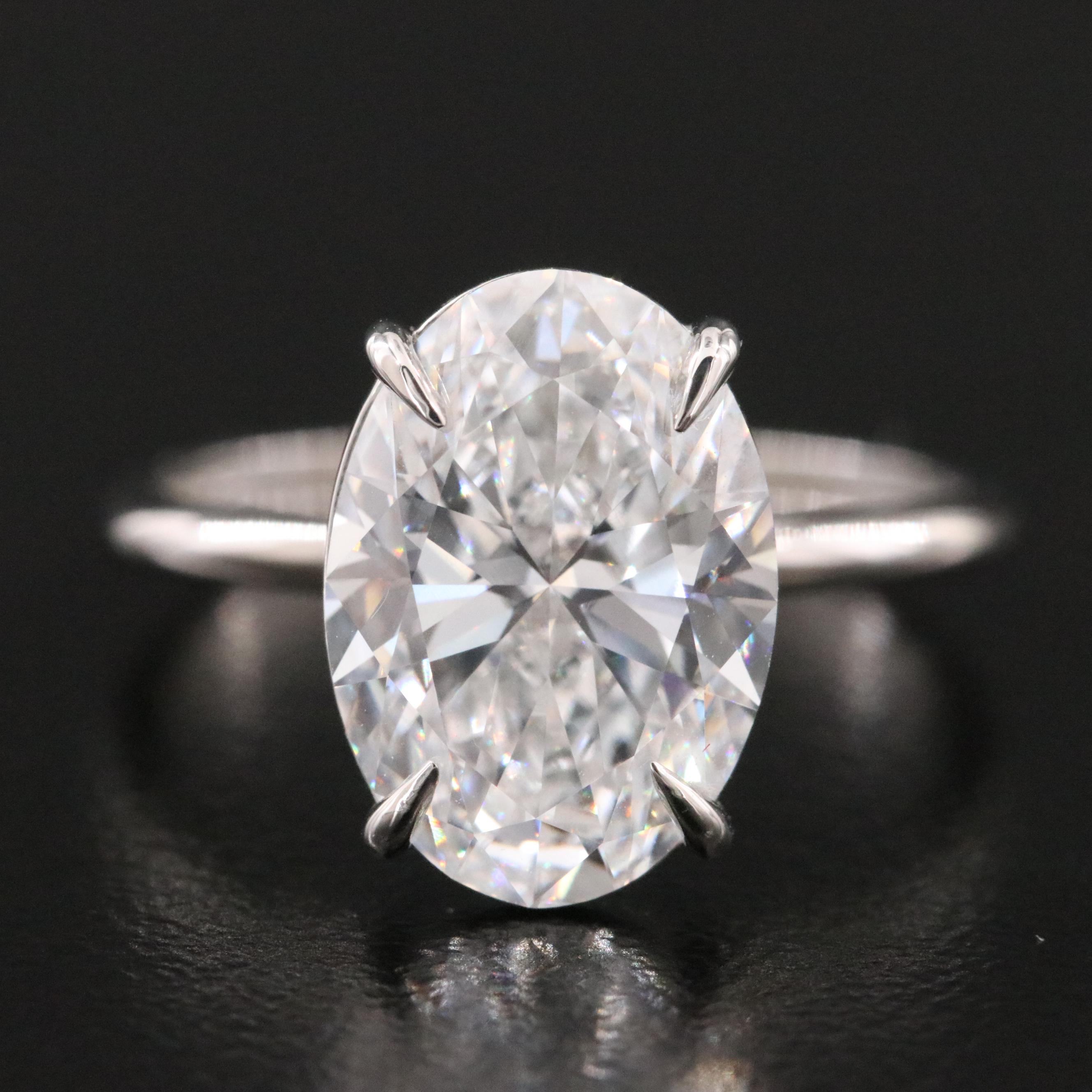 Platinum 4.04 CT Lab Grown Diamond Solitaire Ring with IGI Report