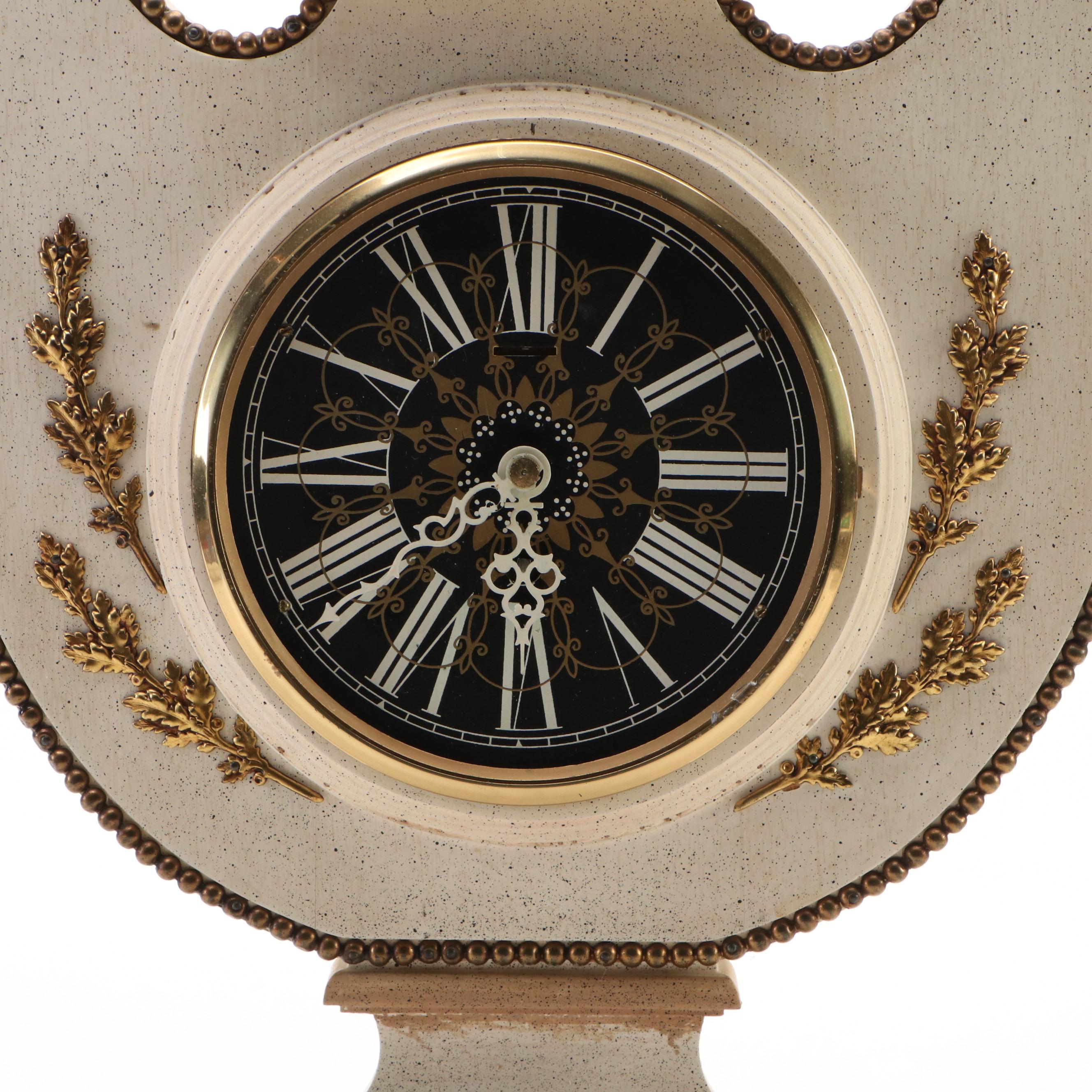 French Louis XVI Style Wooden Lyre Wall Clock