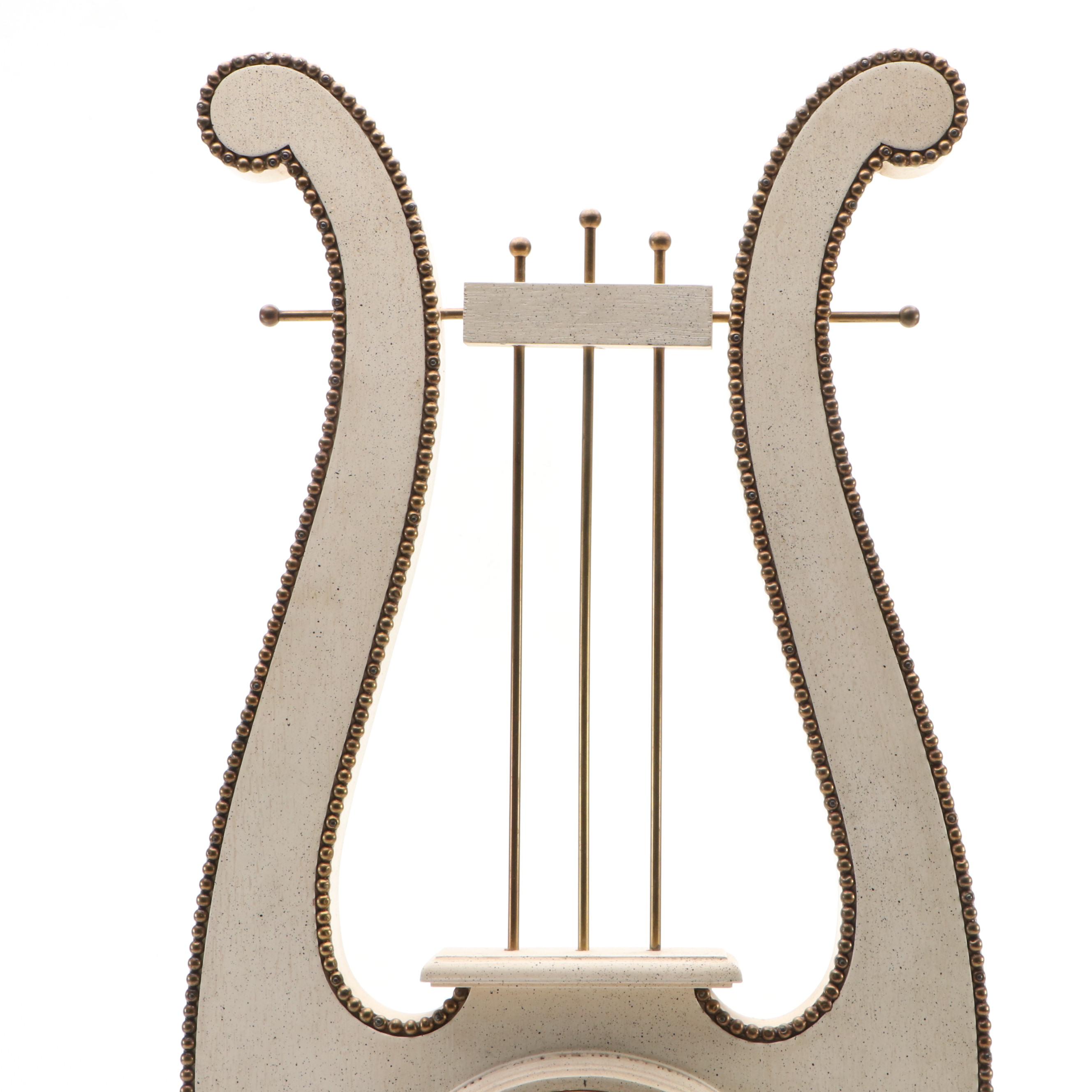 French Louis XVI Style Wooden Lyre Wall Clock