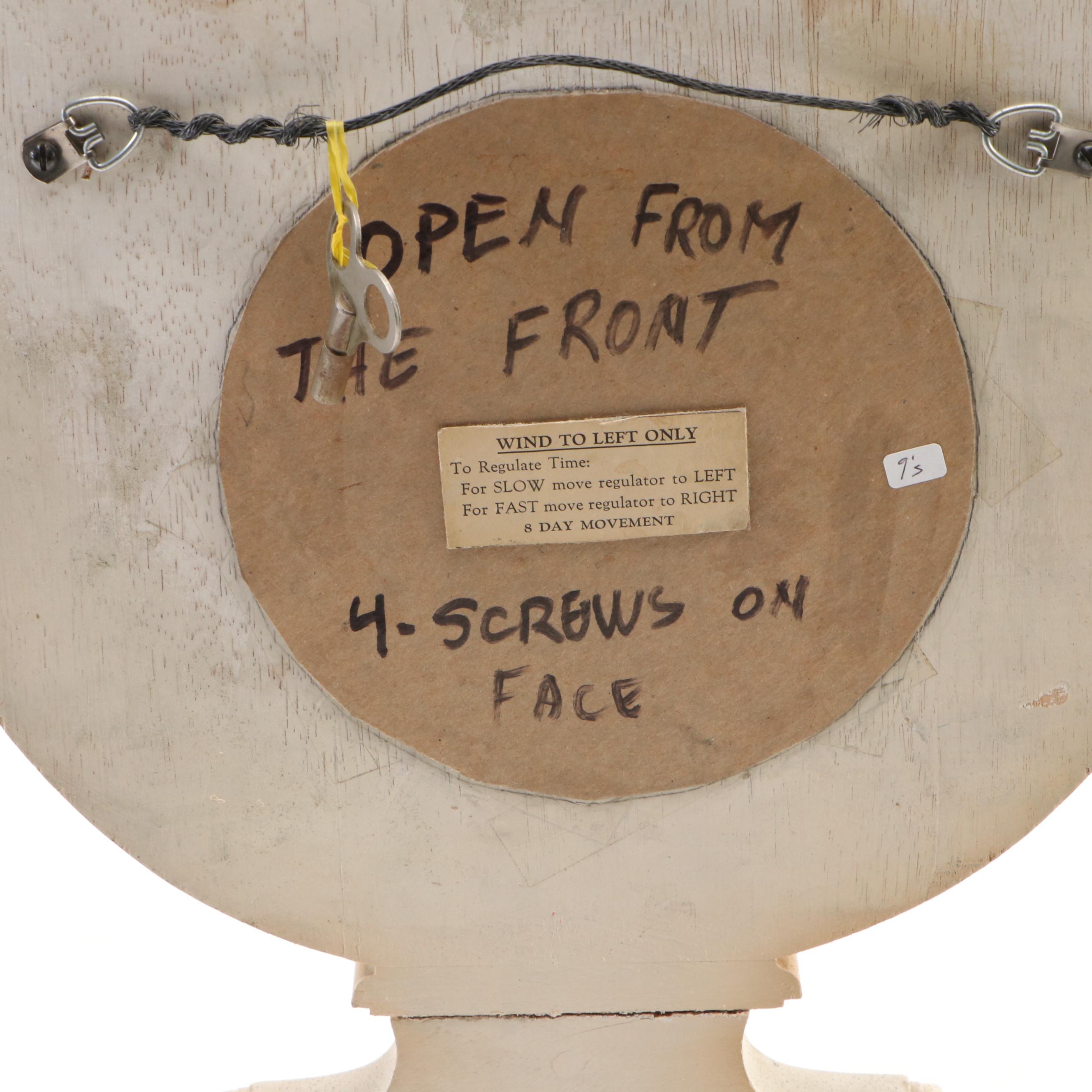 French Louis XVI Style Wooden Lyre Wall Clock