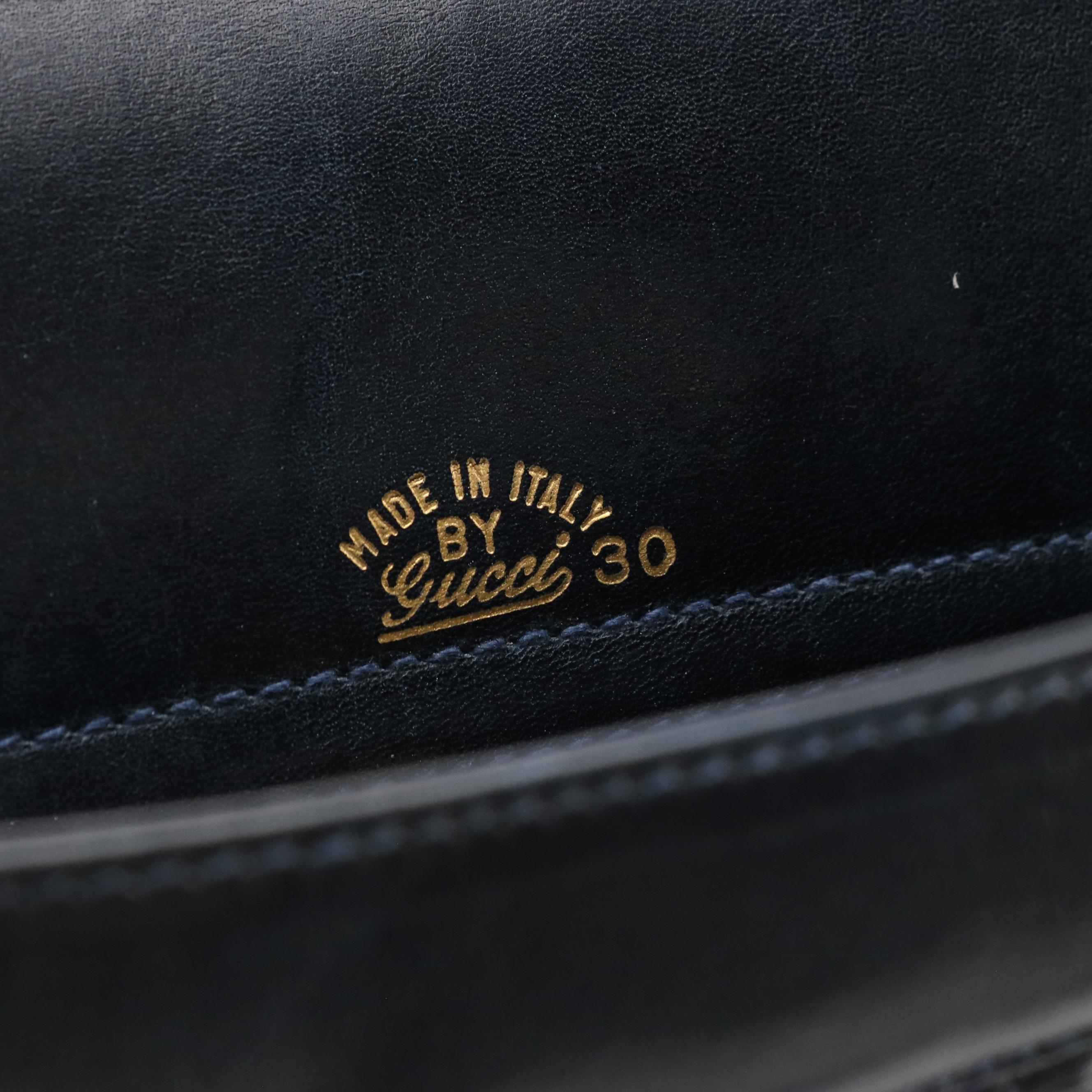 Gucci Web Stripe Shoulder Bag in Navy GG Supreme Canvas, Circa 1970