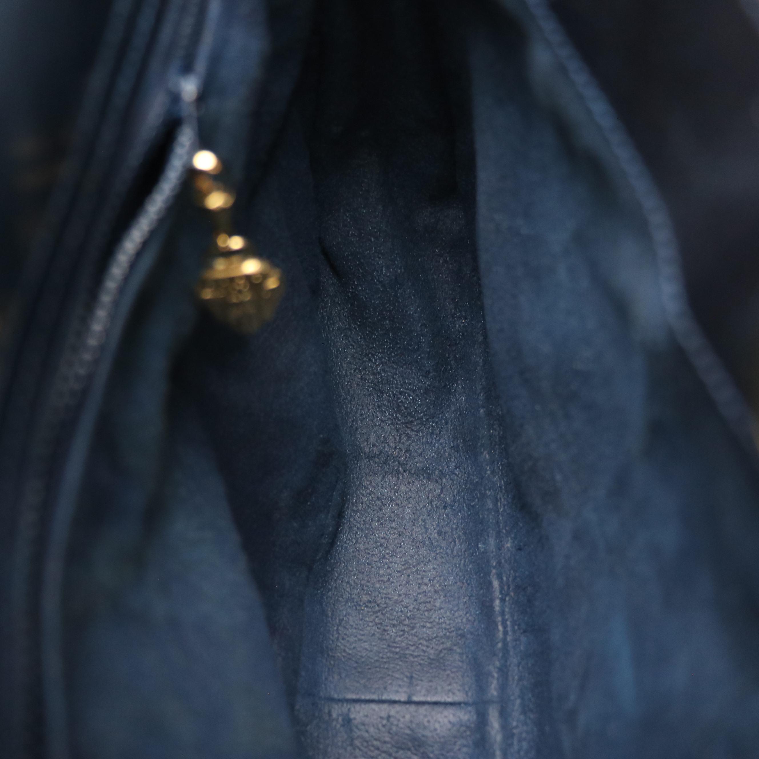 Gucci Web Stripe Shoulder Bag in Navy GG Supreme Canvas, Circa 1970