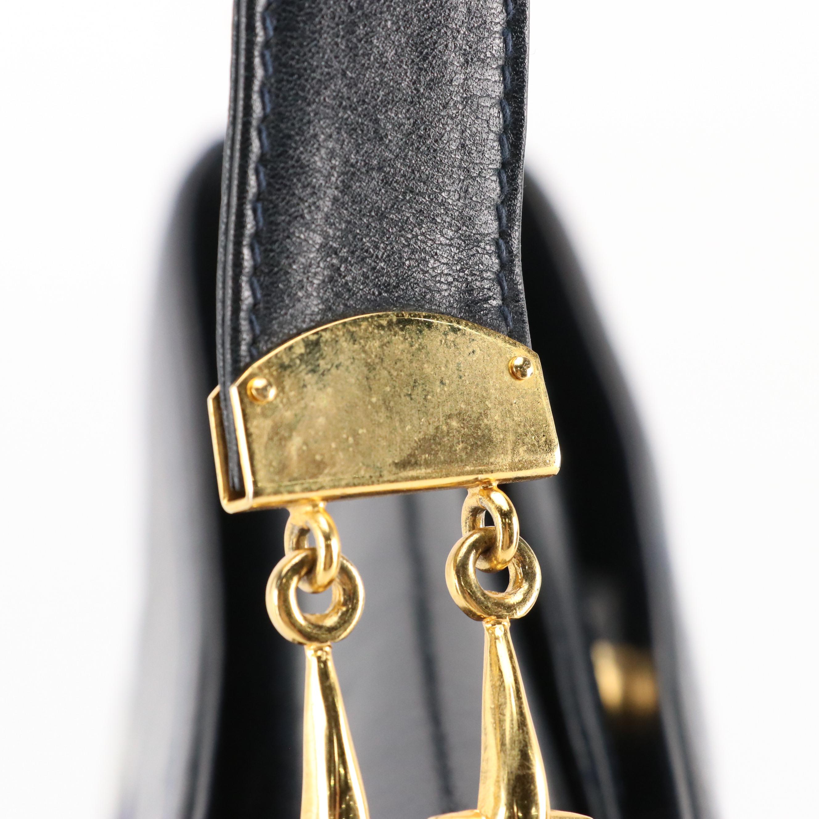 Gucci Web Stripe Shoulder Bag in Navy GG Supreme Canvas, Circa 1970