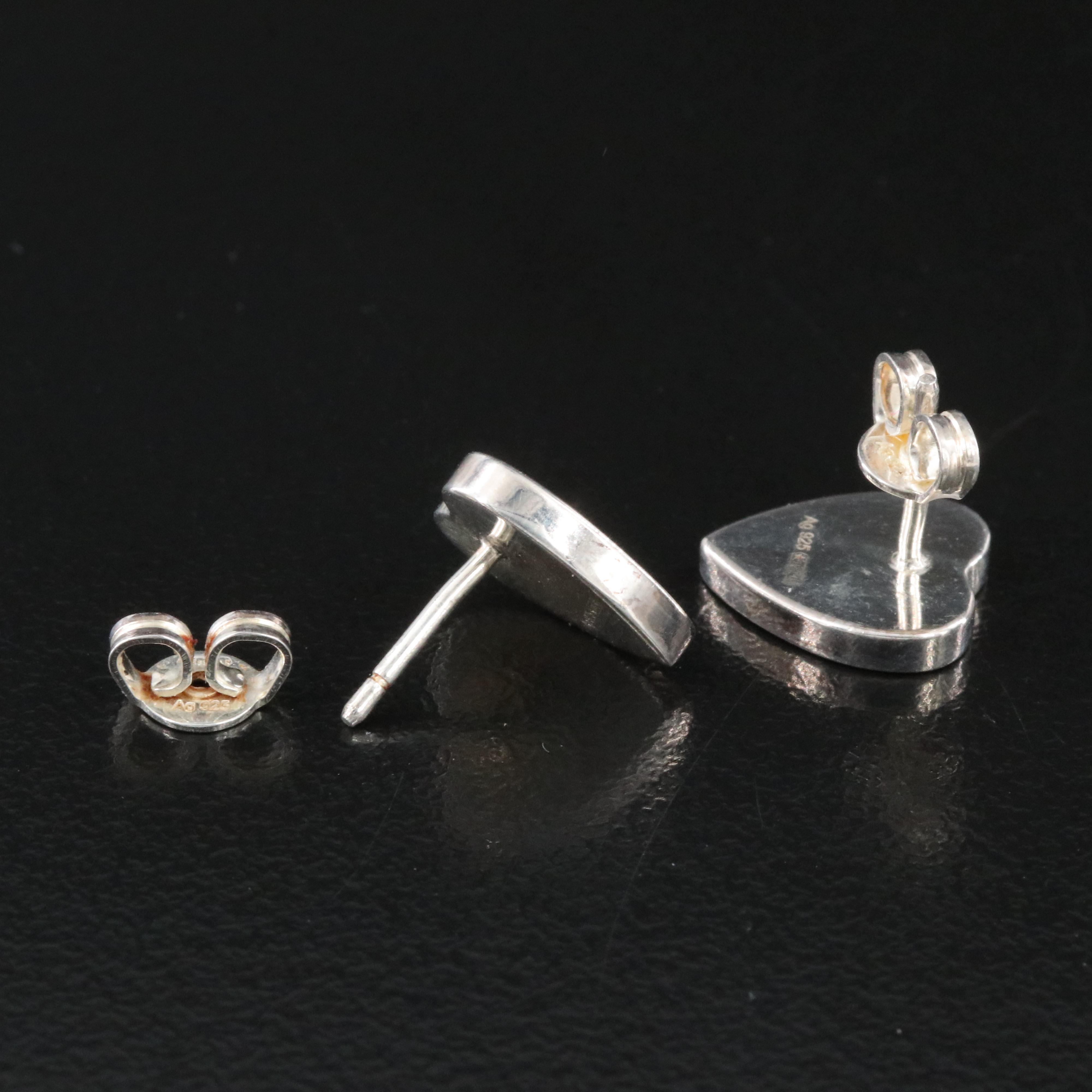 Gucci Trademark Sterling Heart Stud Earrings