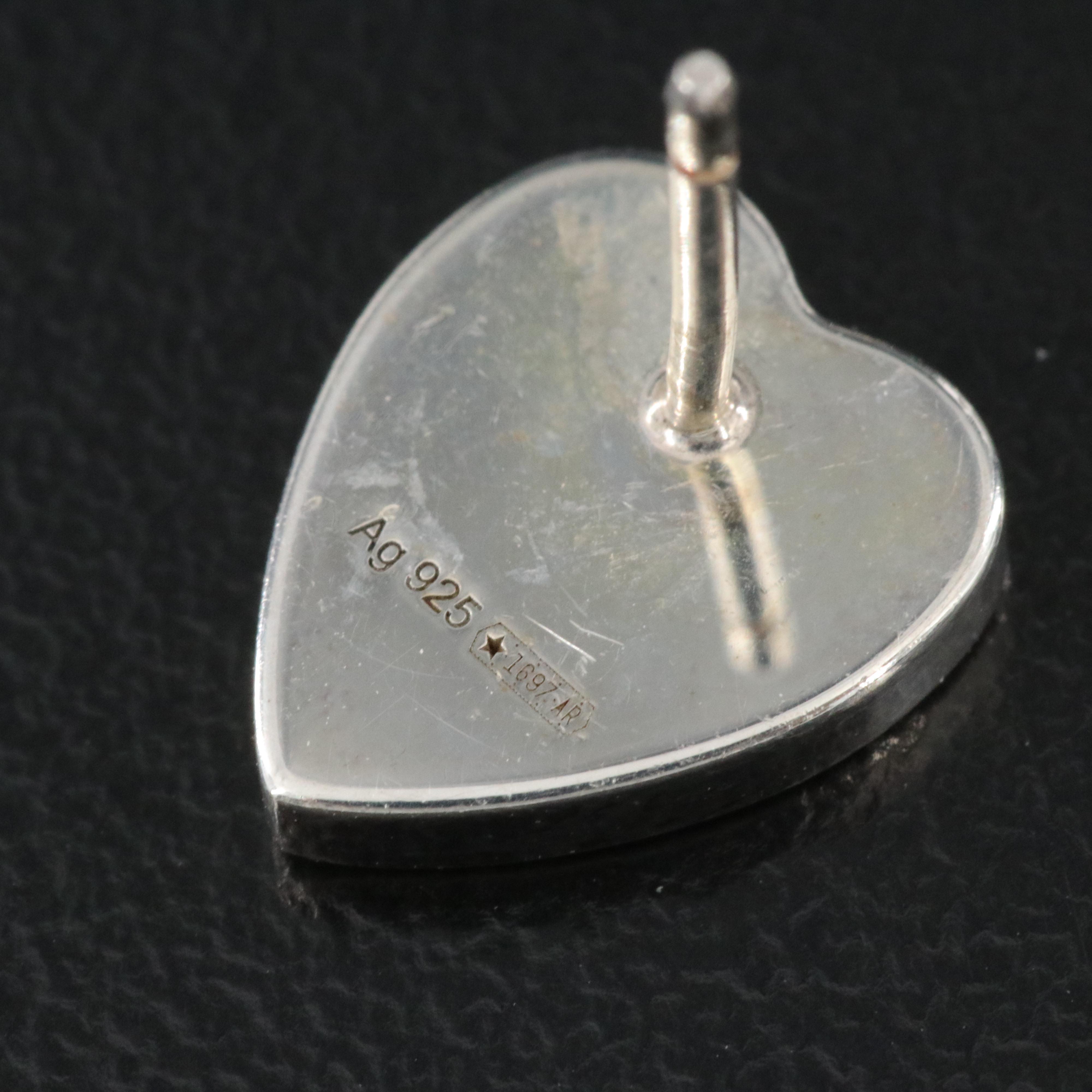 Gucci Trademark Sterling Heart Stud Earrings