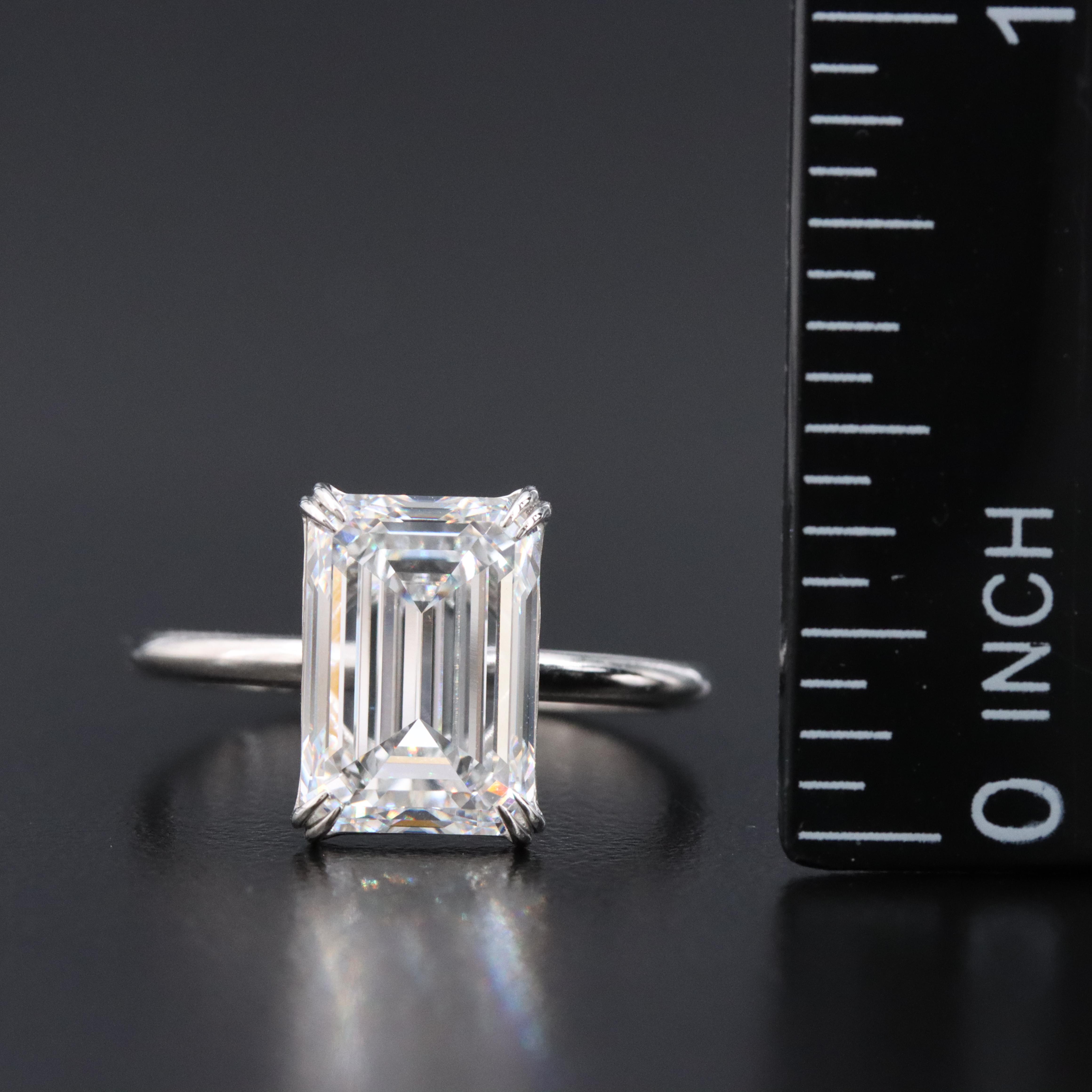 Platinum 4.23 CT Lab Grown Diamond Solitaire Ring with IGI Report