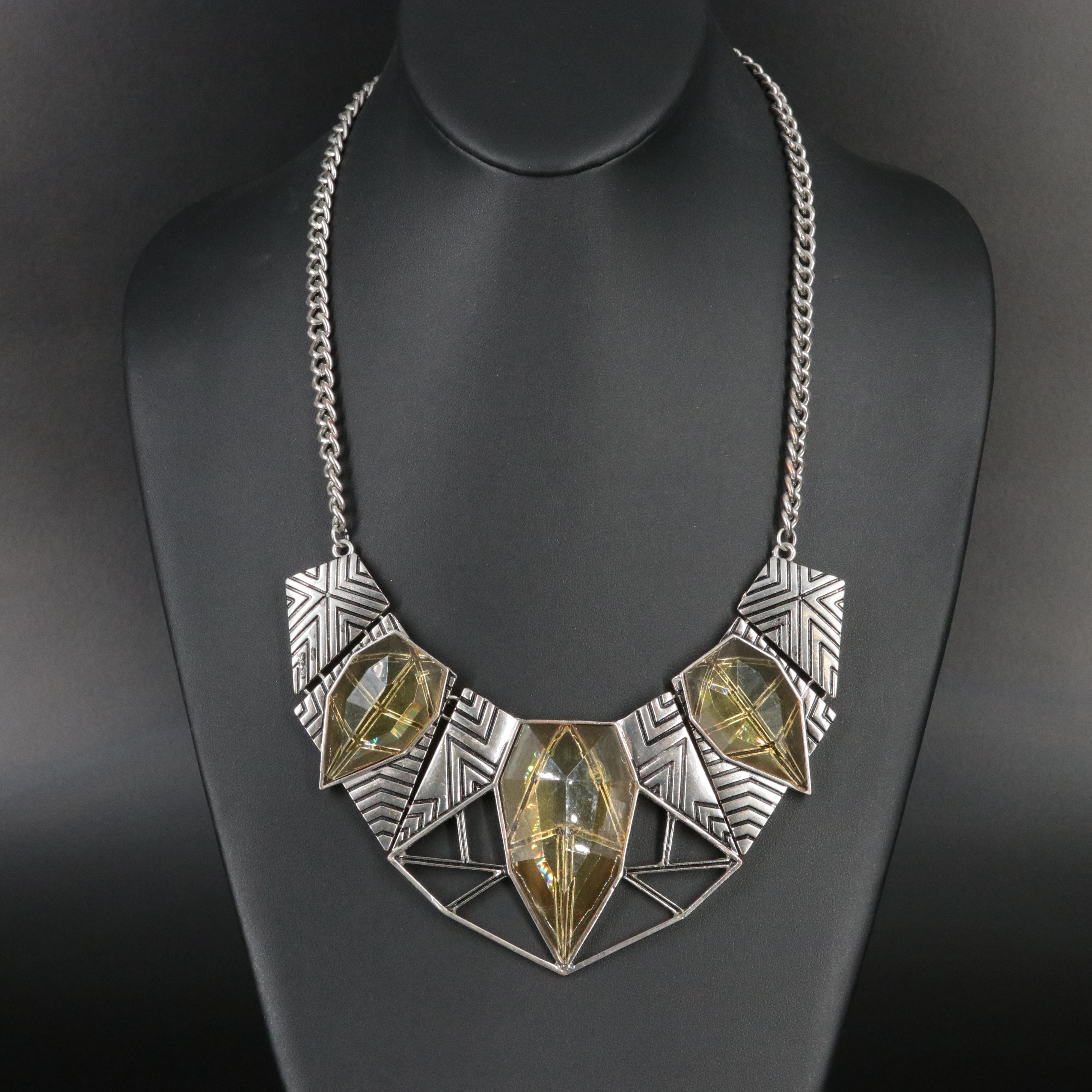 Acrylic and Open Panel  Bib Necklace