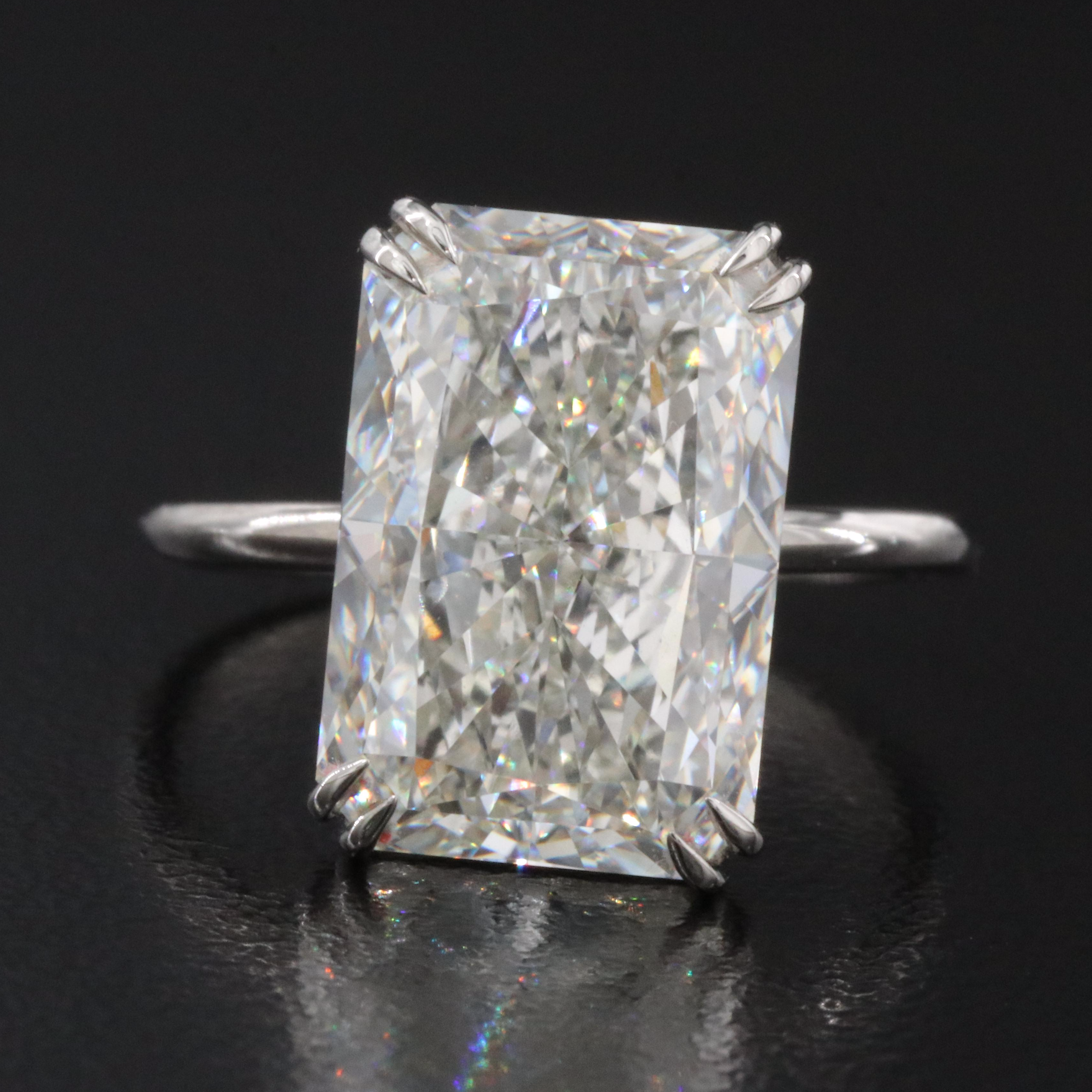 Platinum 7.01 CT Lab Grown Diamond Solitaire Ring with IGI Report