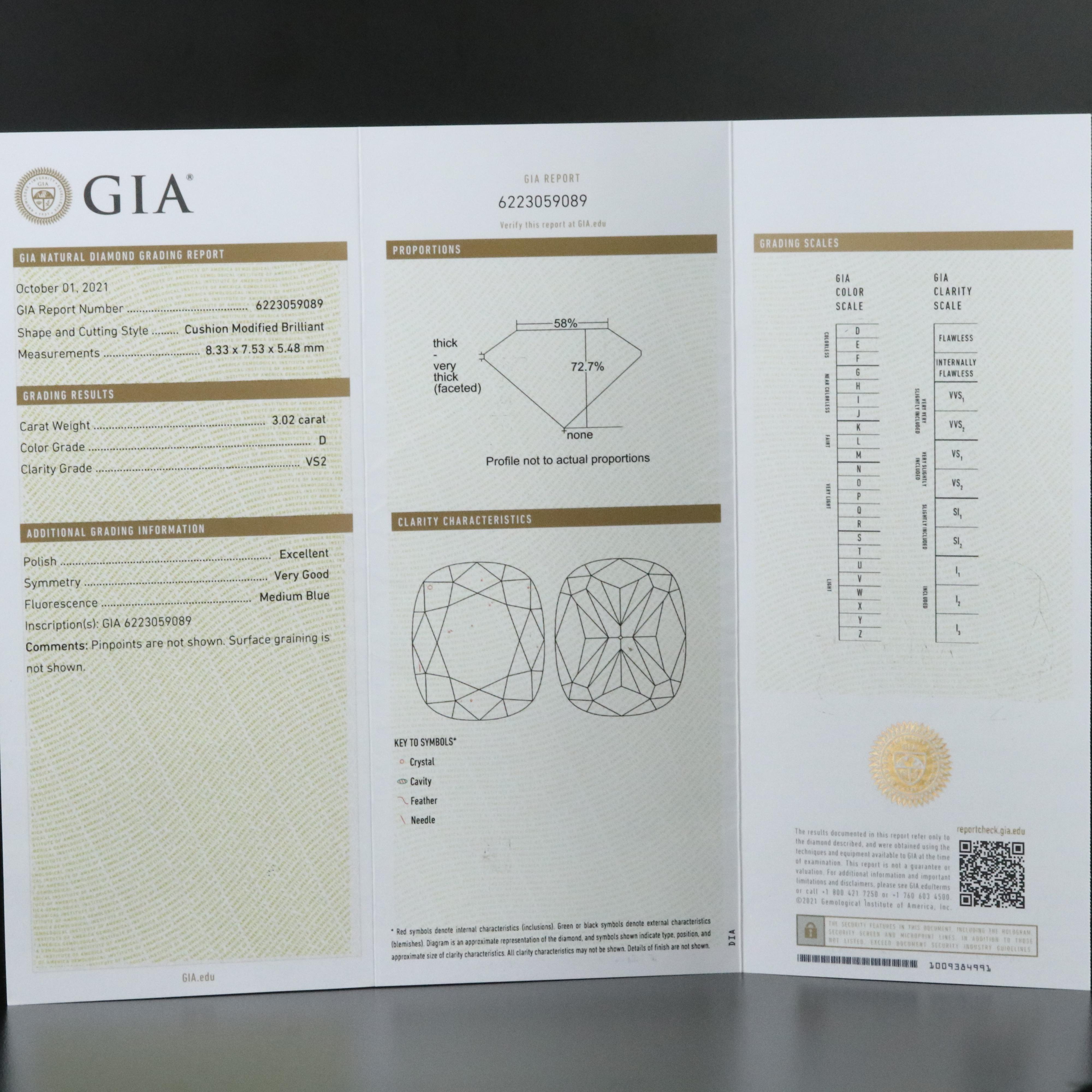 18K 3.16 CTW Diamond Ring with GIA Report