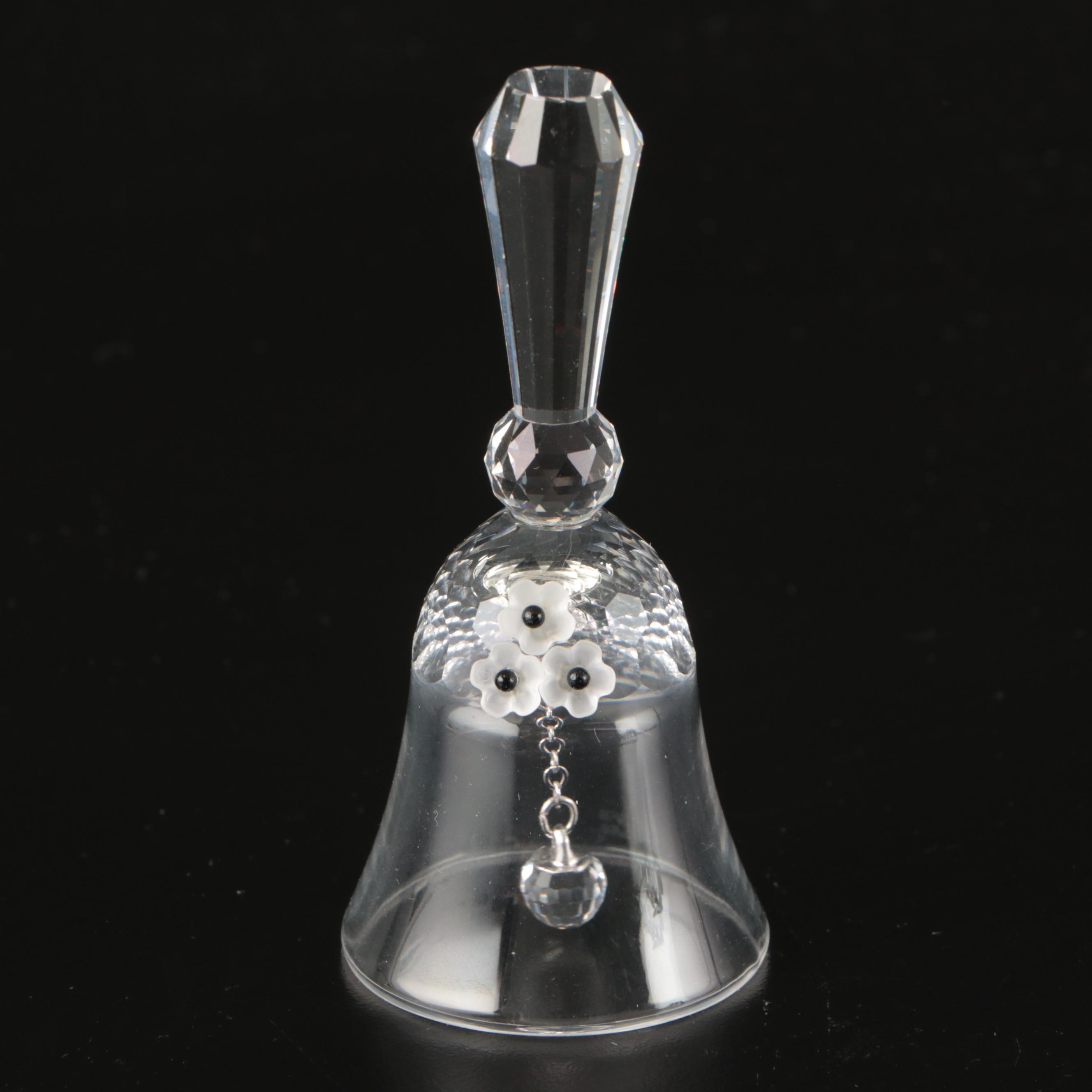 Swarovski Crystal "Dinner Bell" and "Grand Piano with Stool" with Mirrored Stand