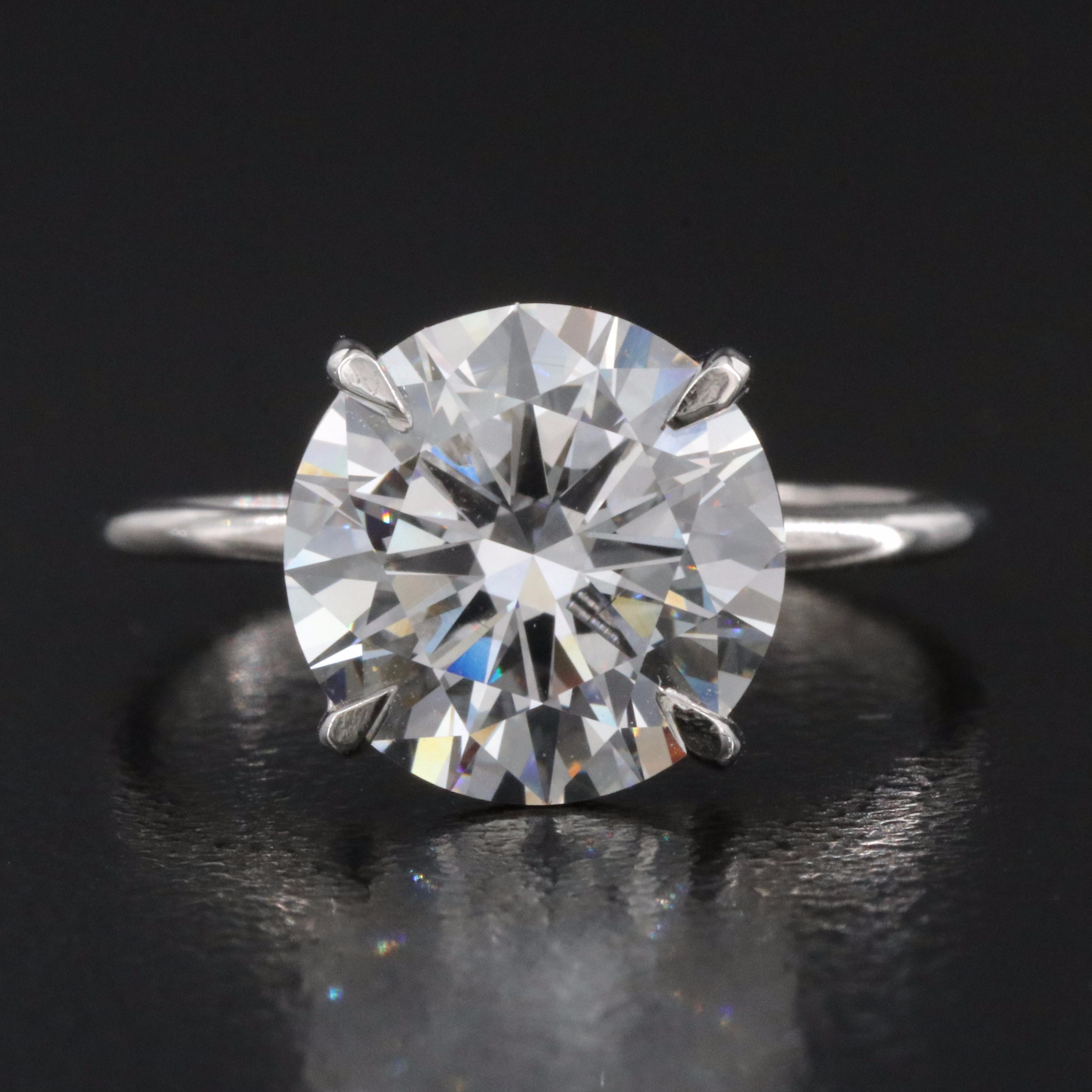 Platinum 3.51 CT Lab Grown Diamond Solitaire Ring with IGI Report